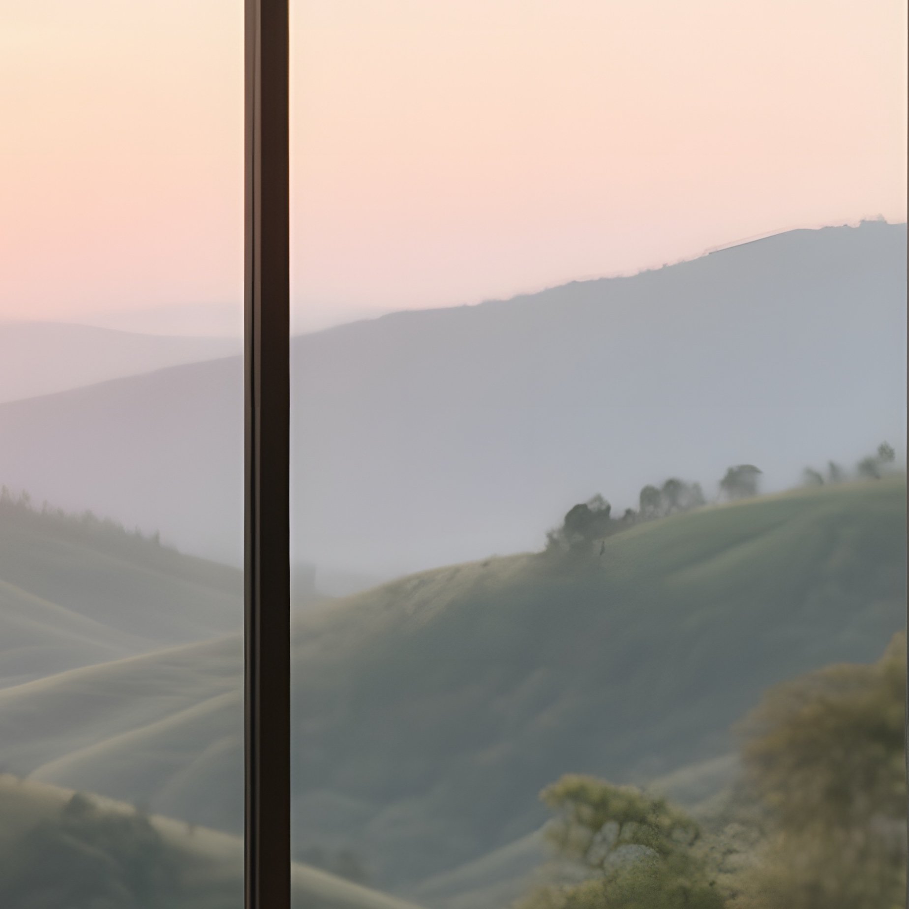 A Tranquil Sunrise Yoga Studio With Floor‑To‑Ceiling Windows Overlooking Rolling Hills, Bamboo - Full Resolution Quality Preview