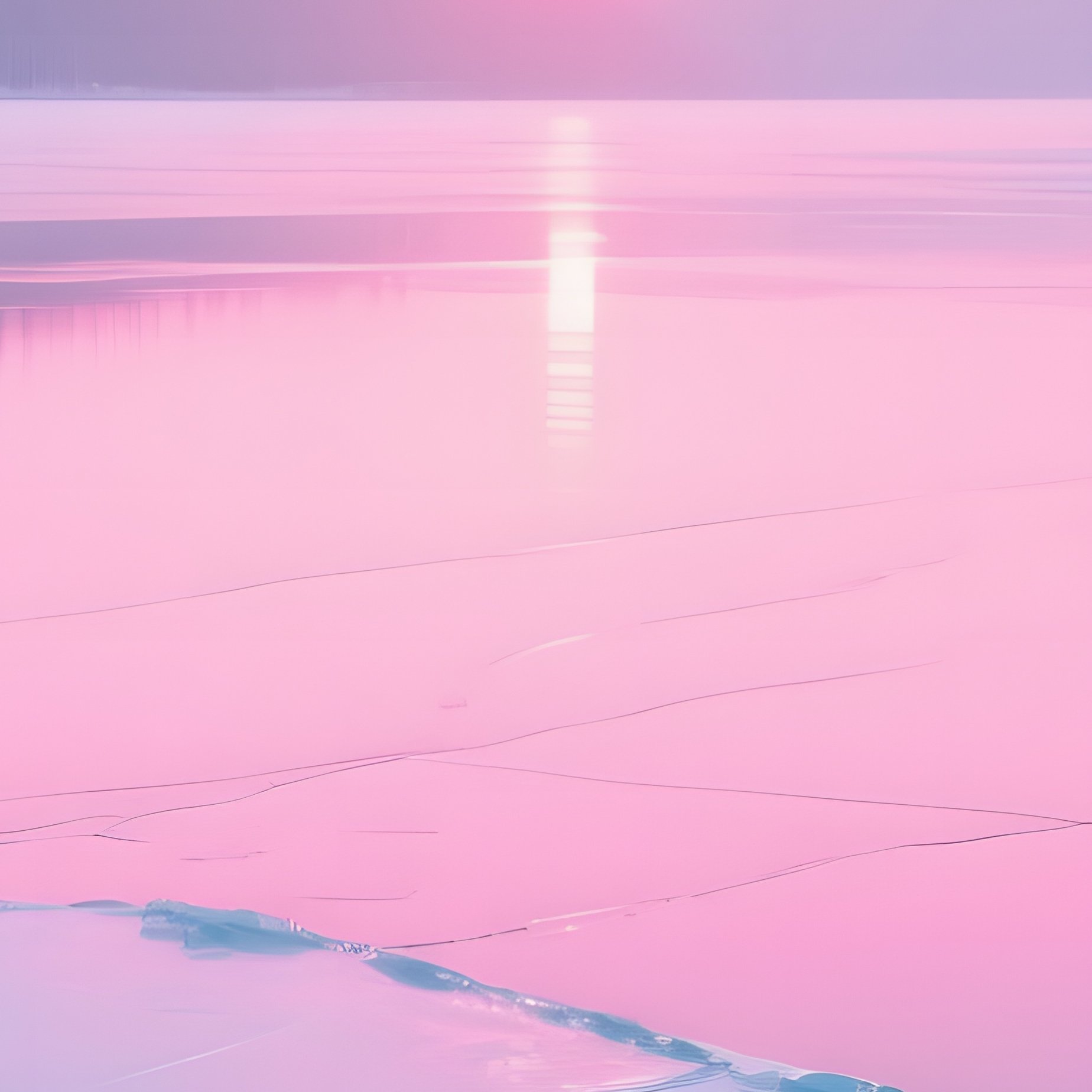 A Tranquil Winter Scene Of A Frozen Lake At Sunrise, Ice Shimmering With Cracks Of Bright Cyan And - Full Resolution Quality Preview