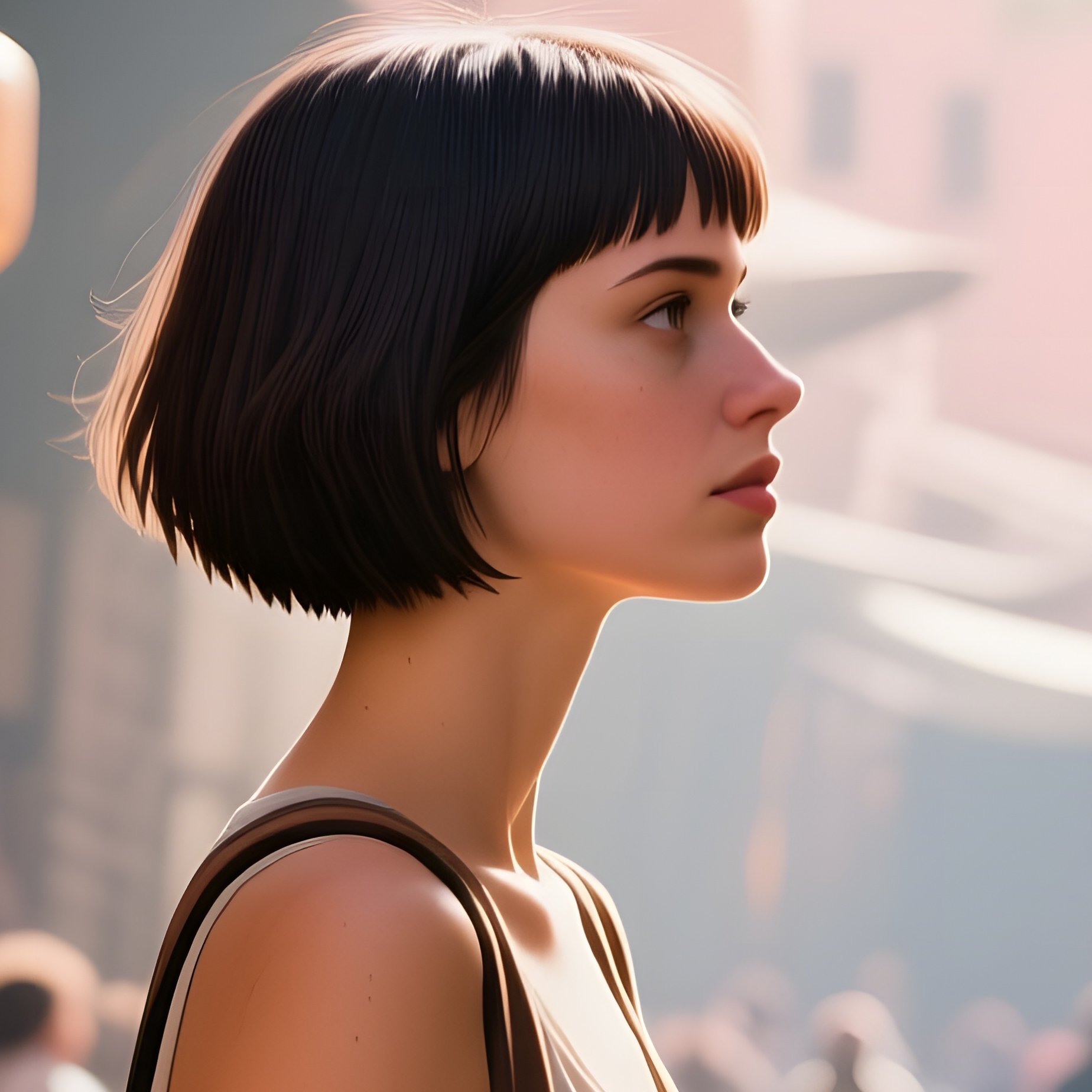 A Traveler With Short Cropped Hair Stands On A Bustling Marrakech Market Street, Vibrant Textiles - Full Resolution Quality Preview