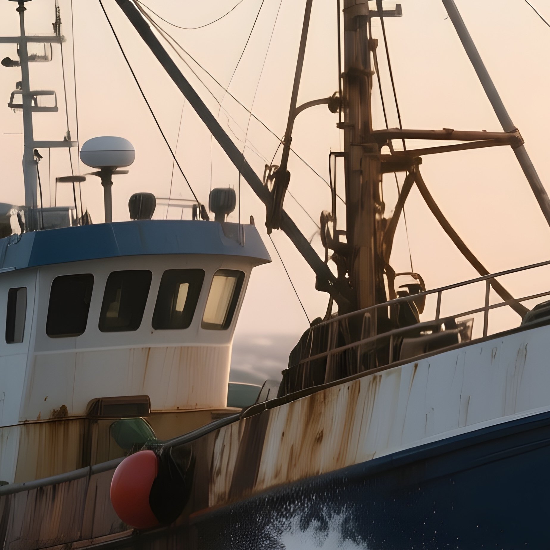 A Trawler Fishing In Rough Offshore Swell At Dawn - Full Resolution Quality Preview