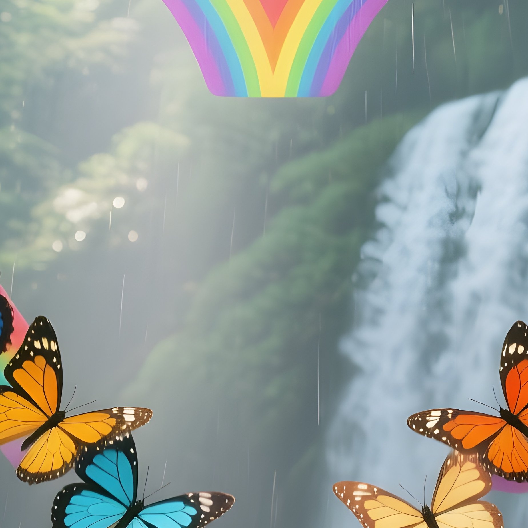 A Tropical Rainforest Canopy At Midday, Shafts Of Sunlight Piercing Through Leaves As Rainbow‑Hued - Full Resolution Quality Preview