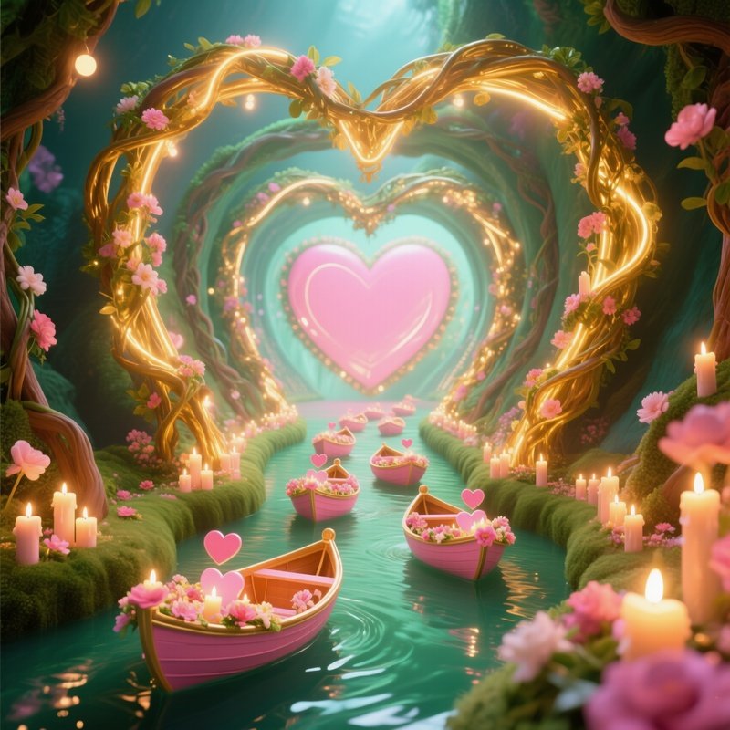 A Tunnel Of Love Boat Entering A Heart Shaped Archway 2