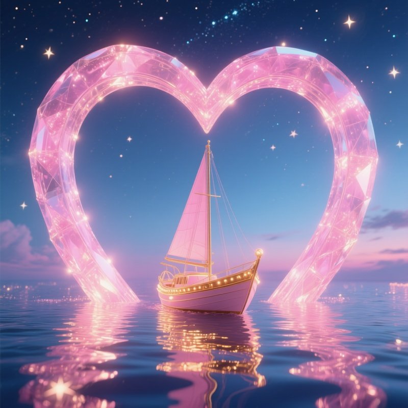 A Tunnel Of Love Boat Entering A Heart Shaped Archway