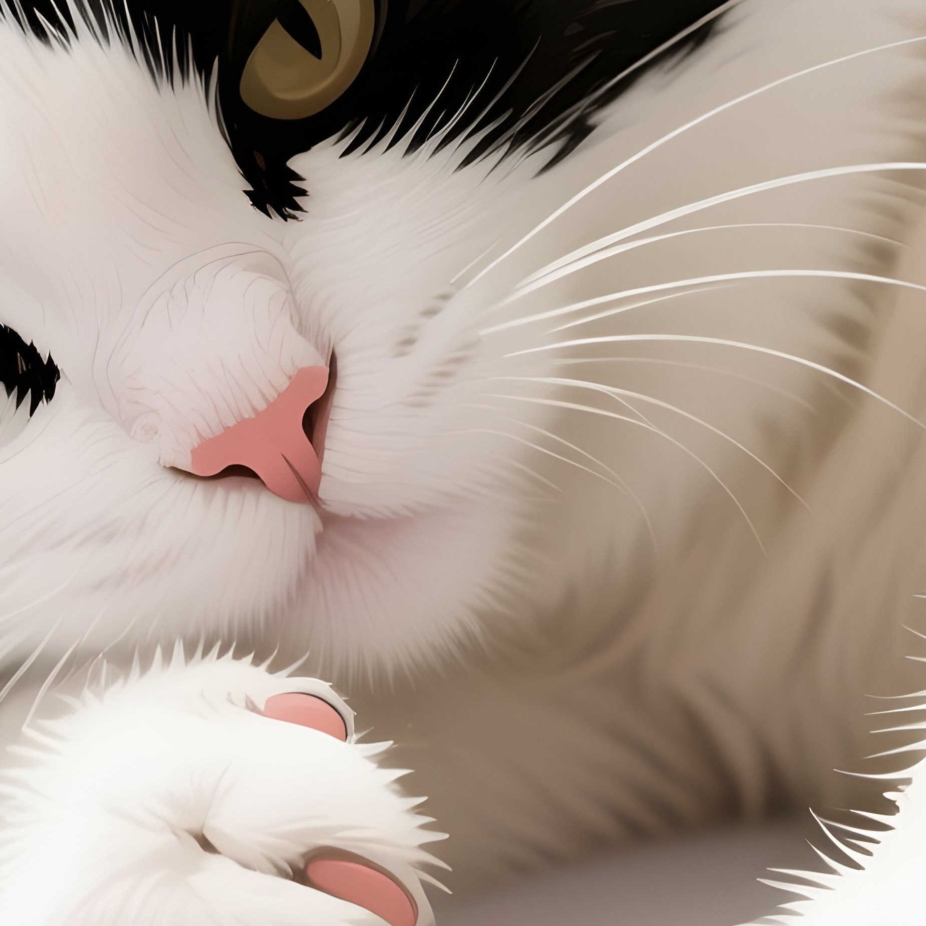 A Turkish Van Cat Drawing Playfully - Full Resolution Quality Preview
