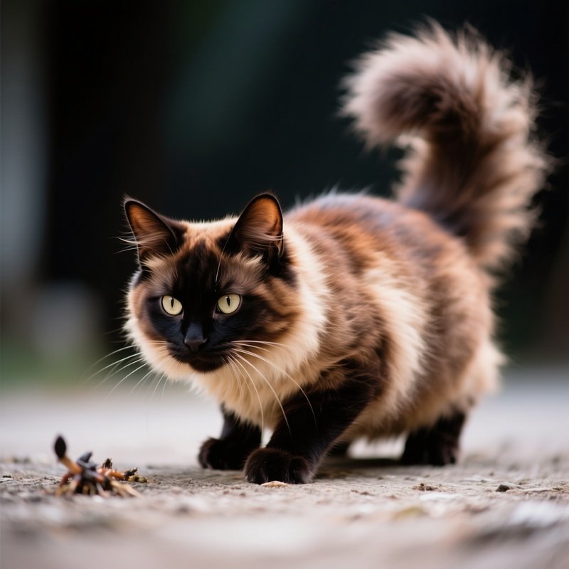 A Turkish Van Cat Hunting Low