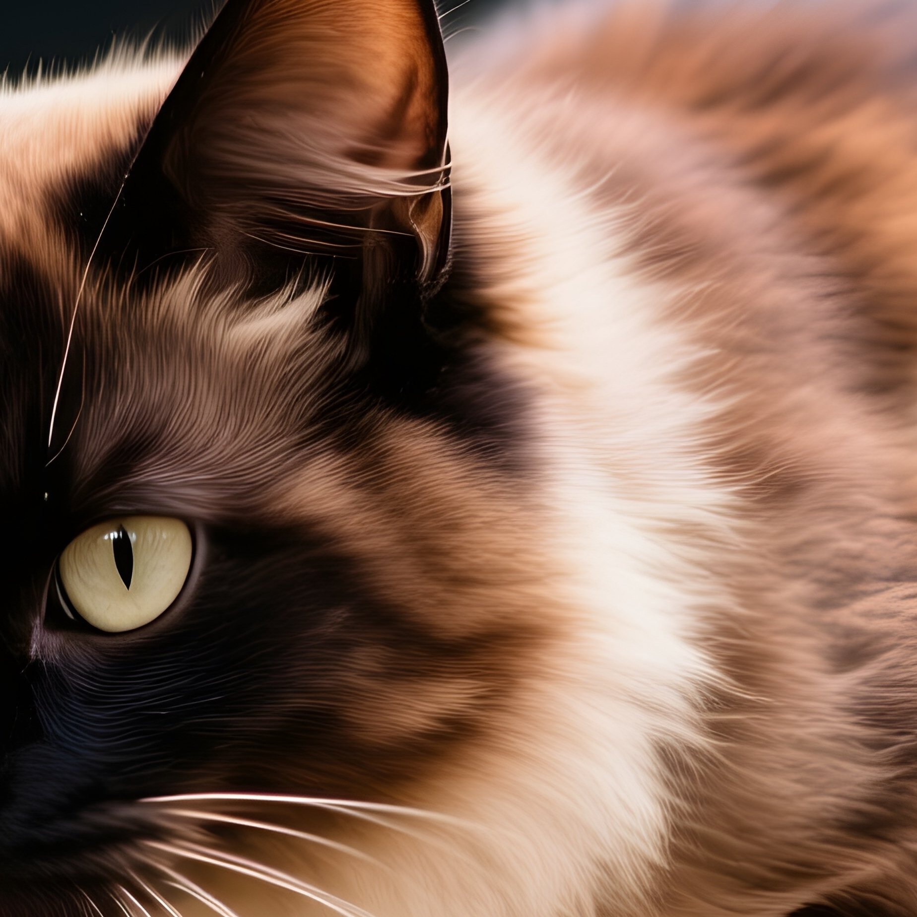 A Turkish Van Cat Hunting Low - Full Resolution Quality Preview