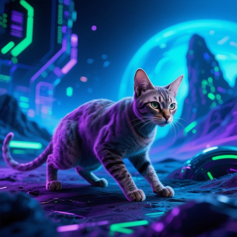 A Turkish Van Cat Hunting Low Science Fiction