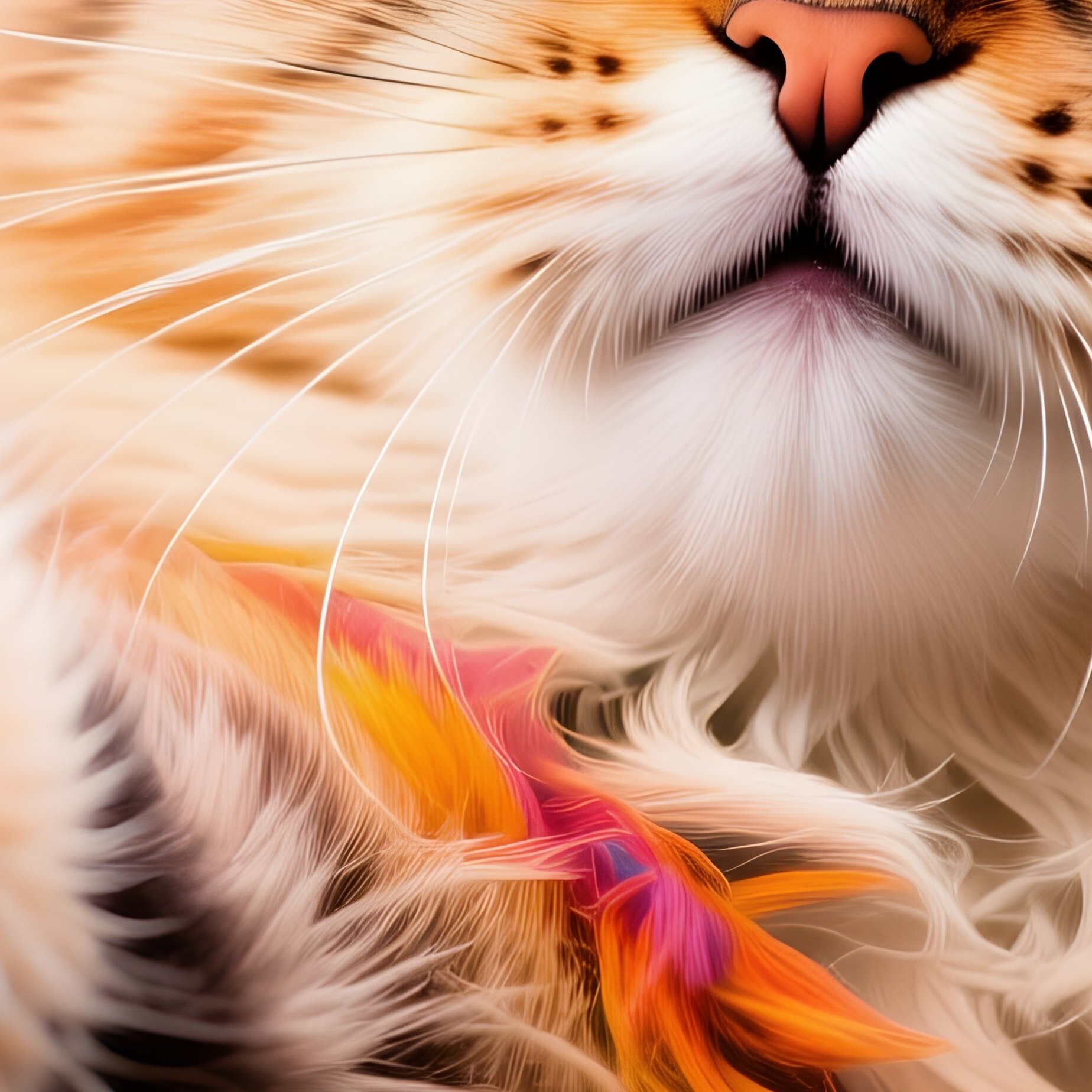 A Turkish Van Cat One Paw Stretched Out Dramatically - Full Resolution Quality Preview