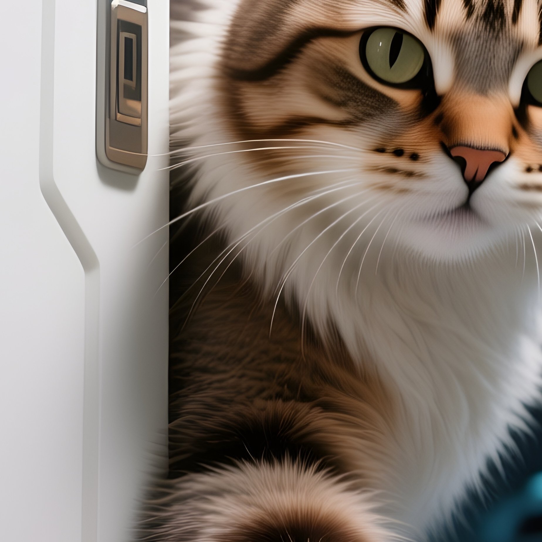 A Turkish Van Cat Reaching Paw Out From Under Door Science Fiction - Full Resolution Quality Preview