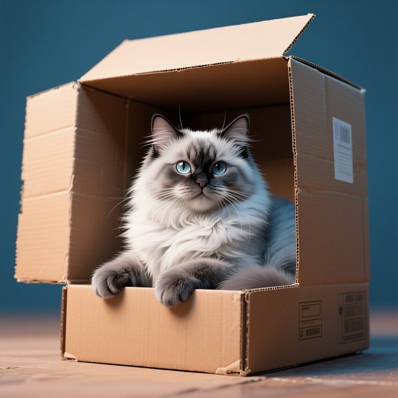 A Turkish Van Cat Sitting In A Too Small Container