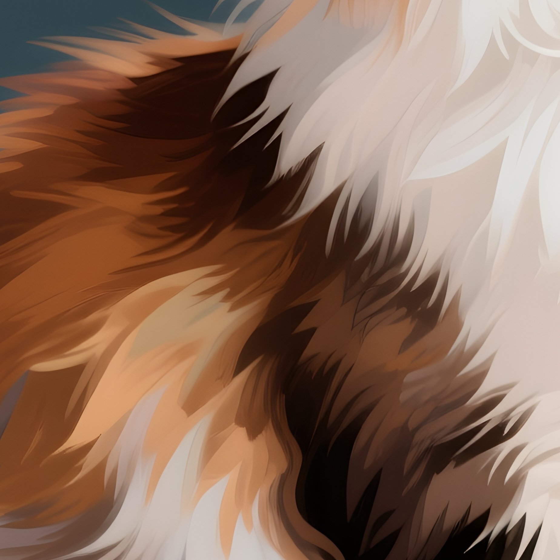 A Turkish Van Cat Sitting With Head Tilted Artistic Representation - Full Resolution Quality Preview