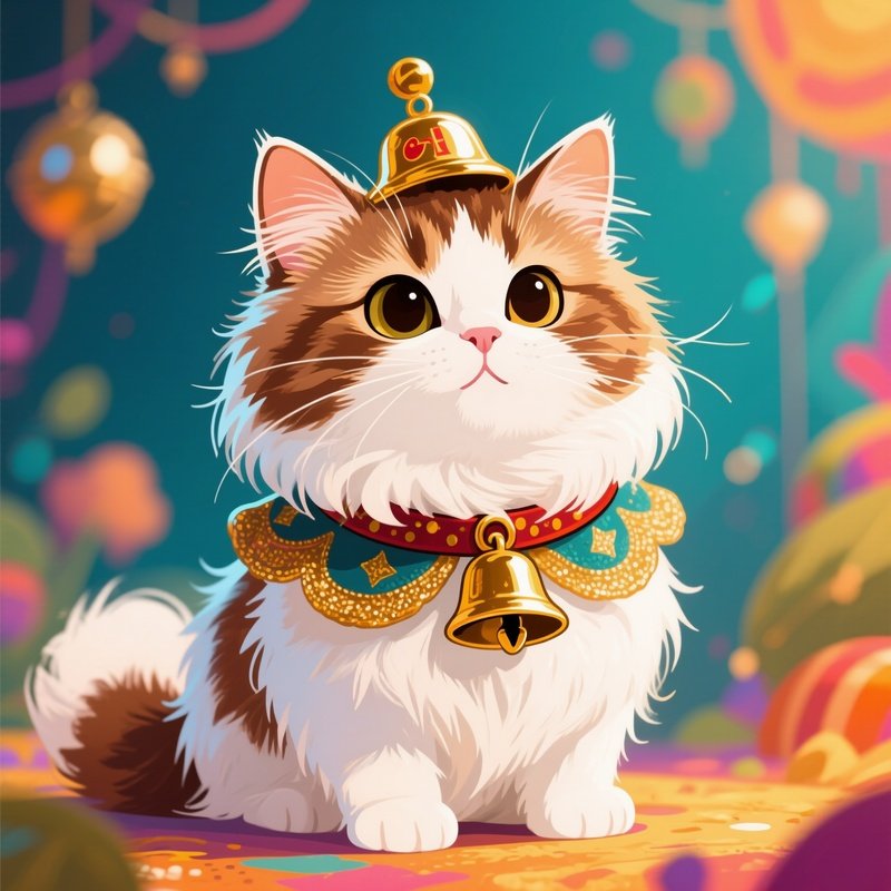 A Turkish Van Cat Wearing A Cute Costume Or Collar With Bell