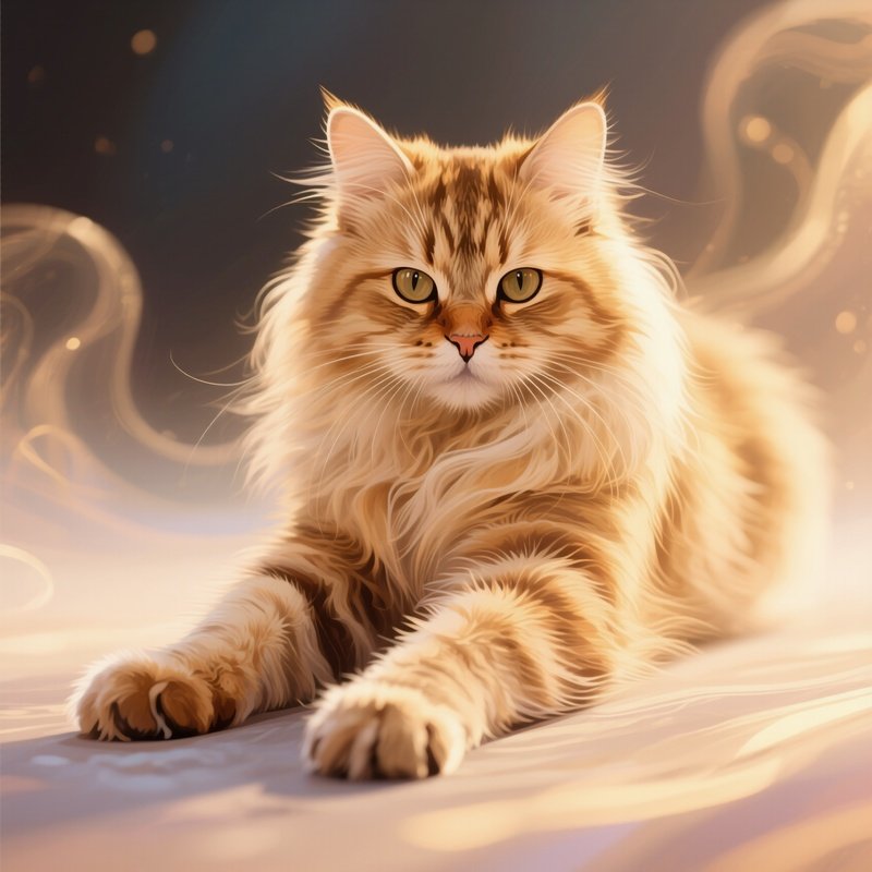 A Turkish Van Full Body Stretch With Front Legs Forward Digital Art