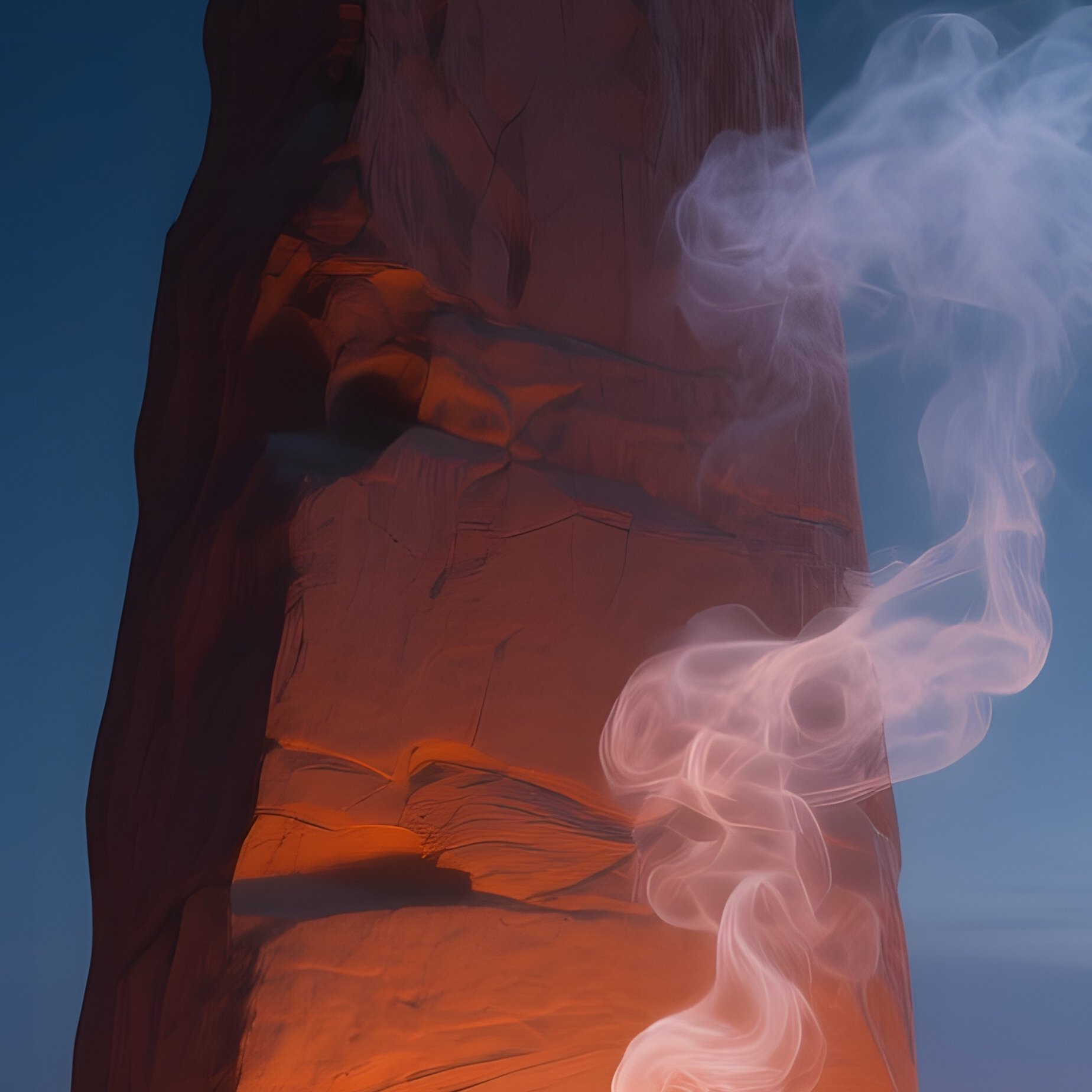 A Twilight Desert Monolith Altar Beneath A Lone Sandstone Pillar, Soft Orange Glow From Hidden - Full Resolution Quality Preview