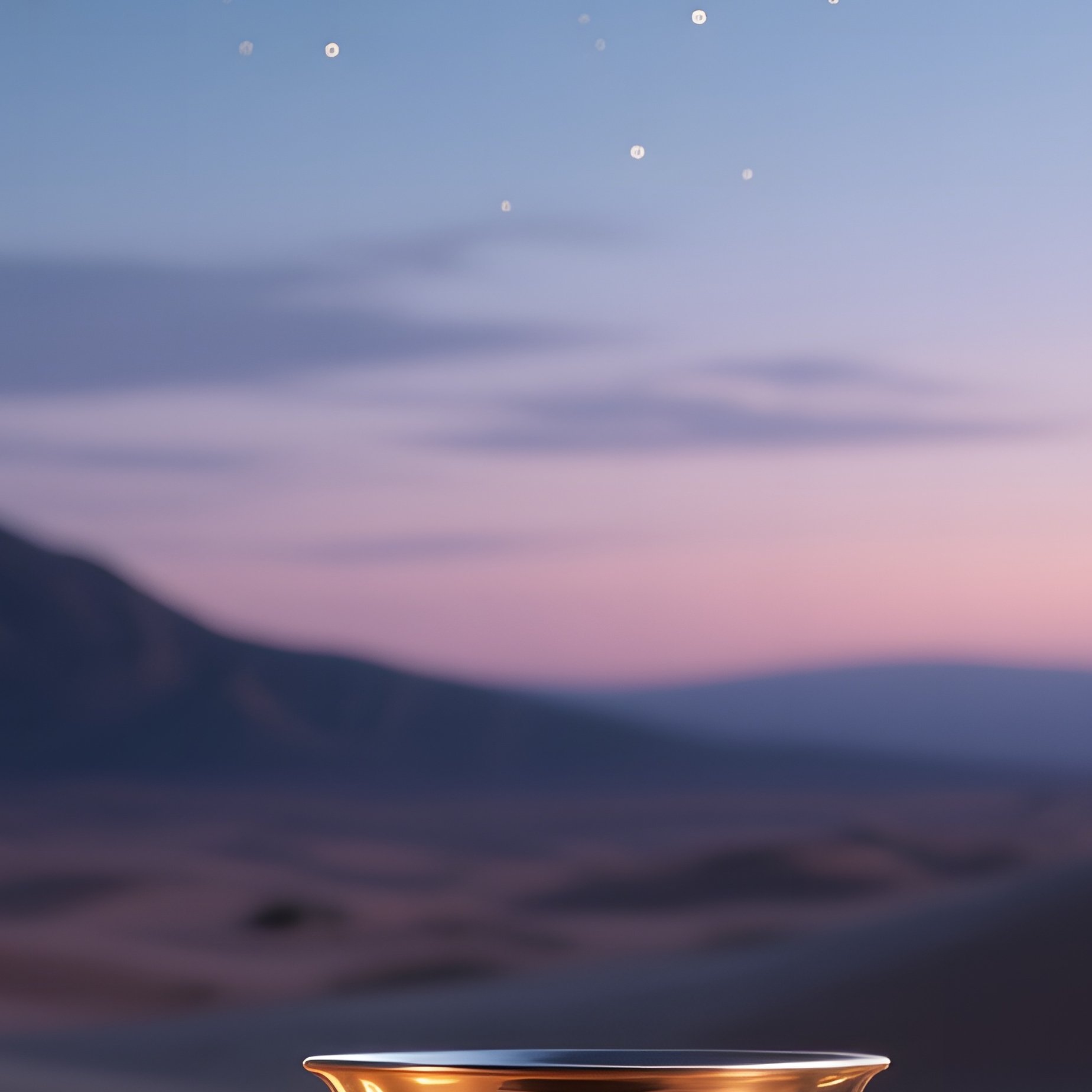A Twilight Desert Oasis Altar Beneath Palm Fronds, Lanterns Casting Warm Glow On Sand, A Silver - Full Resolution Quality Preview
