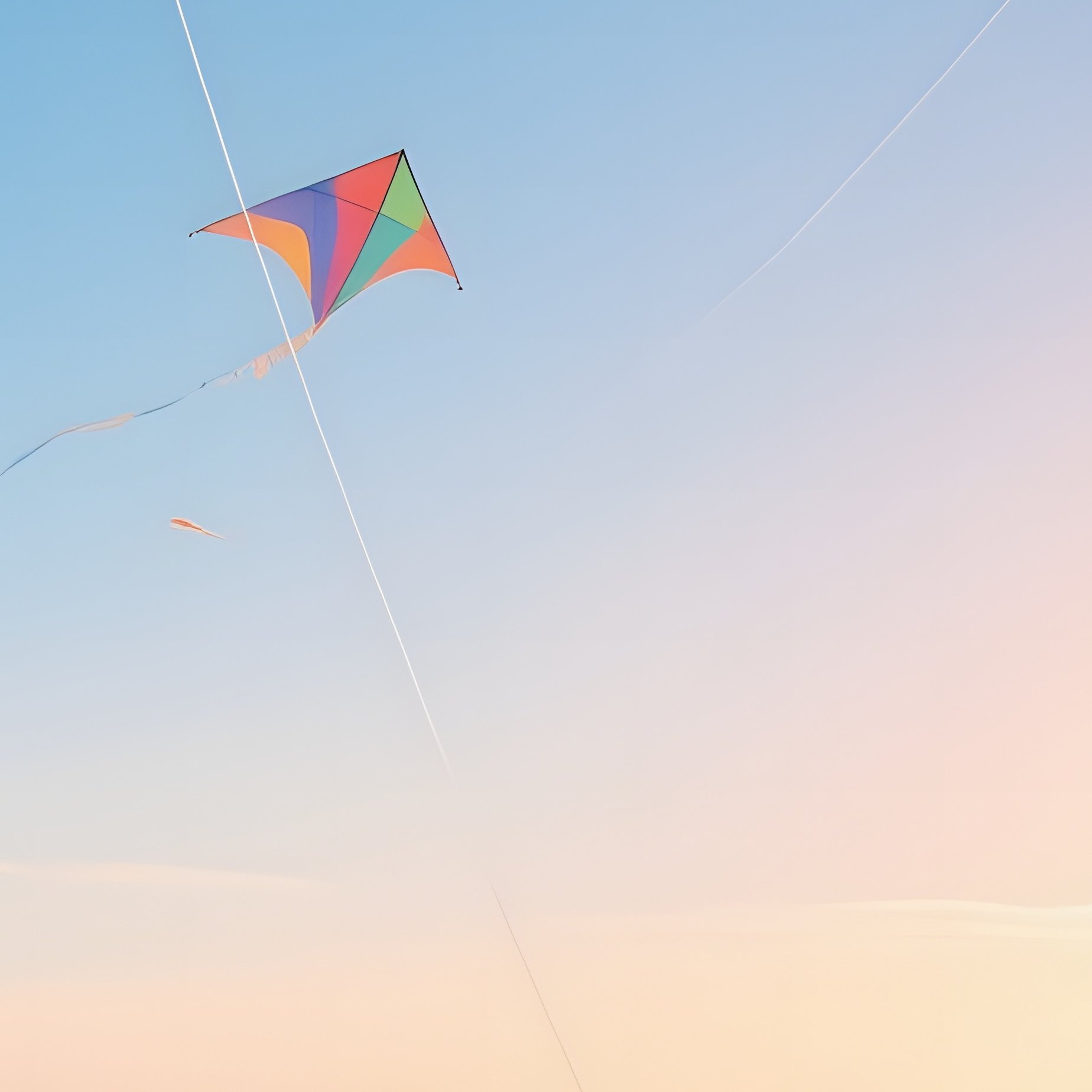 A Vibrant Beach Scene In The Late Afternoon, With Colorful Kites Flying In The Sky, Children - Full Resolution Quality Preview