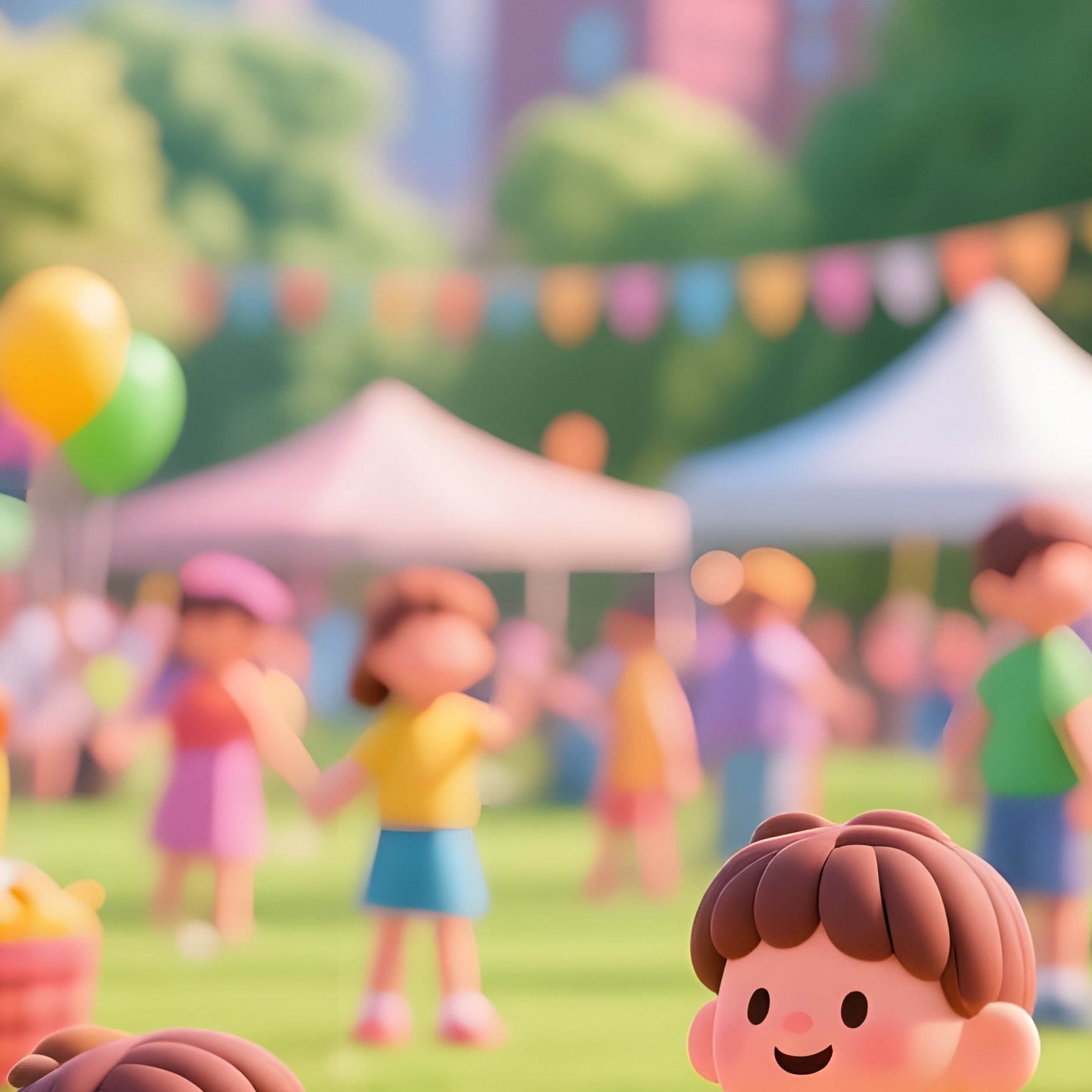 A Vibrant City Park During A Summer Festival, Picnic Blankets, Balloons, And Food Trucks All - Full Resolution Quality Preview