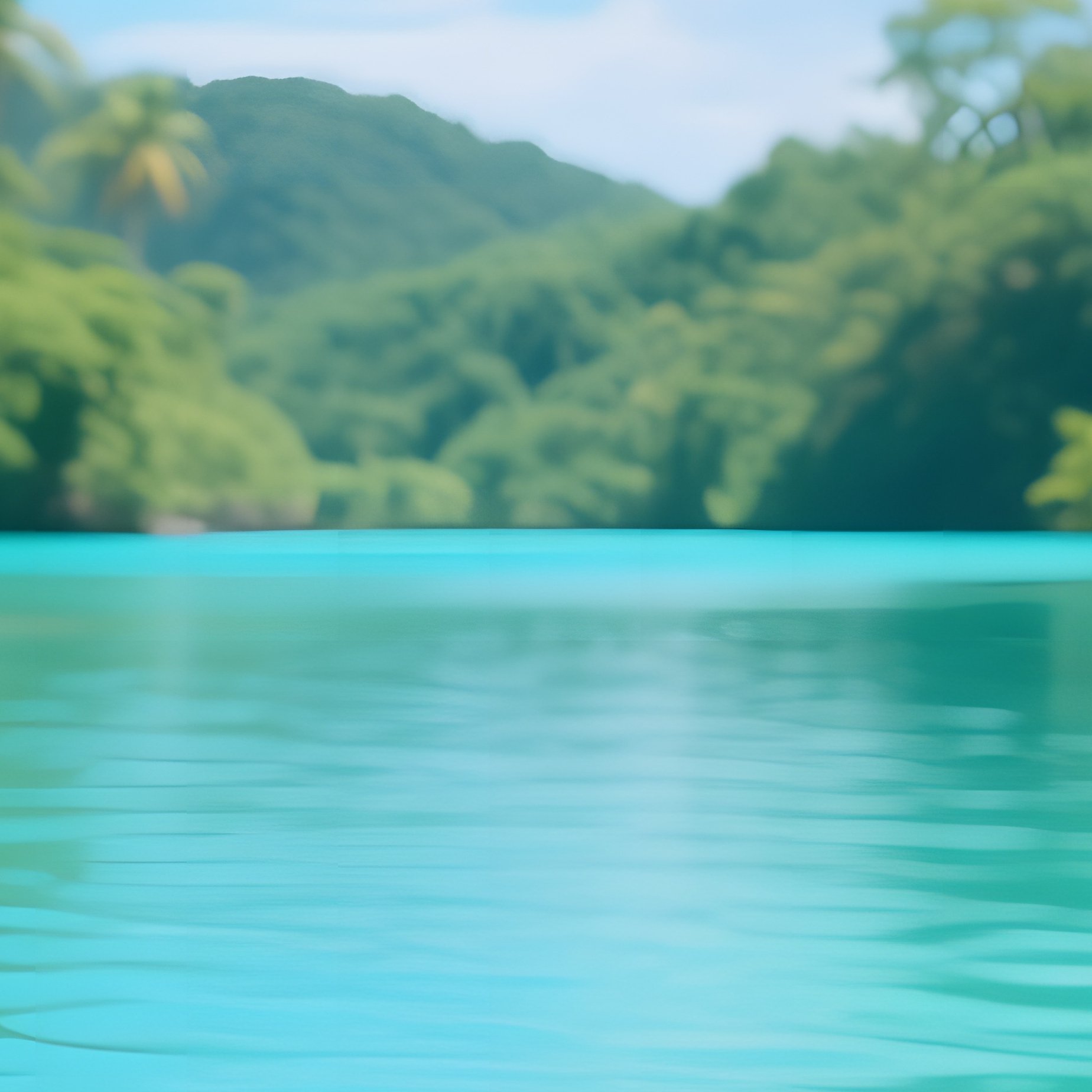 A Vibrant Midday View Of A Tropical Lagoon With Turquoise Water, Bright Orange And Red Water Lilies - Full Resolution Quality Preview