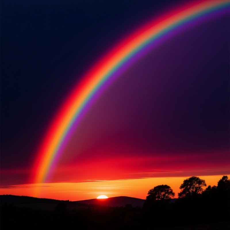 A Vibrant Rainbow In A Night Sky Rainbow Night Sky