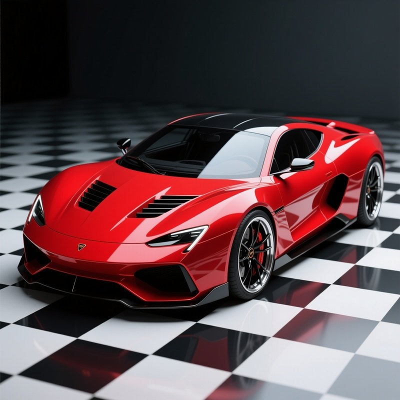 A Vibrant Red Sports Car Sports Car Digital Rendering