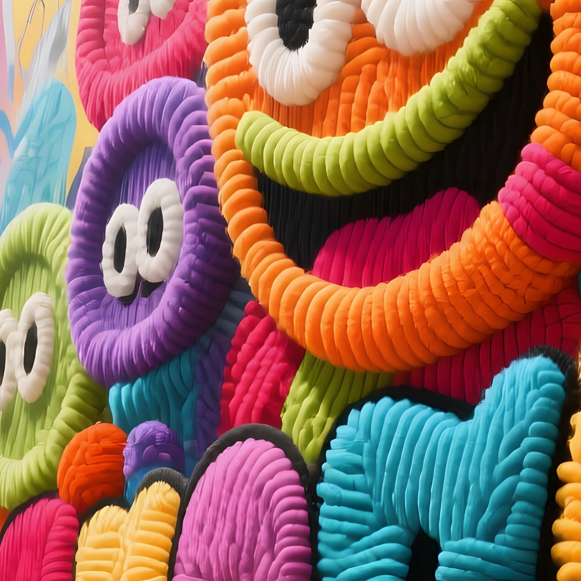 A Vibrant Street Art Alley At Midday, Where A Massive Mural Of Graffiti‑Style Characters Is - Full Resolution Quality Preview