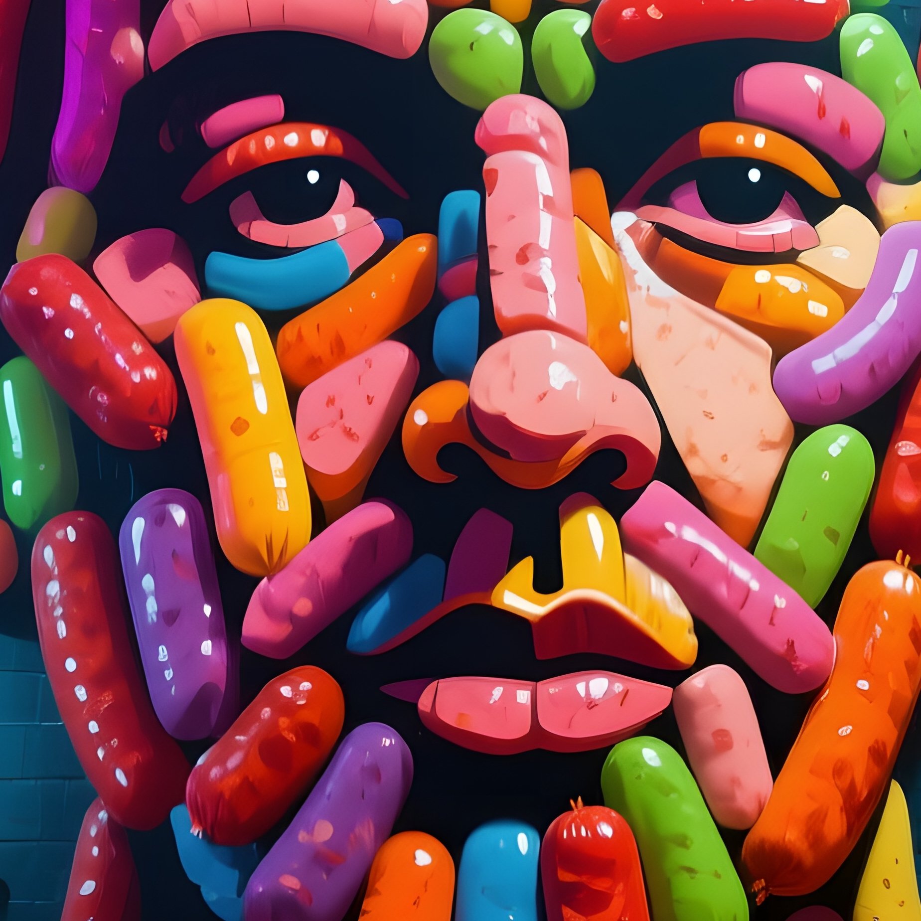 A Vibrant Street Art Alley At Night Illuminated By Neon Signs, Featuring A Gigantic Graffiti Style - Full Resolution Quality Preview