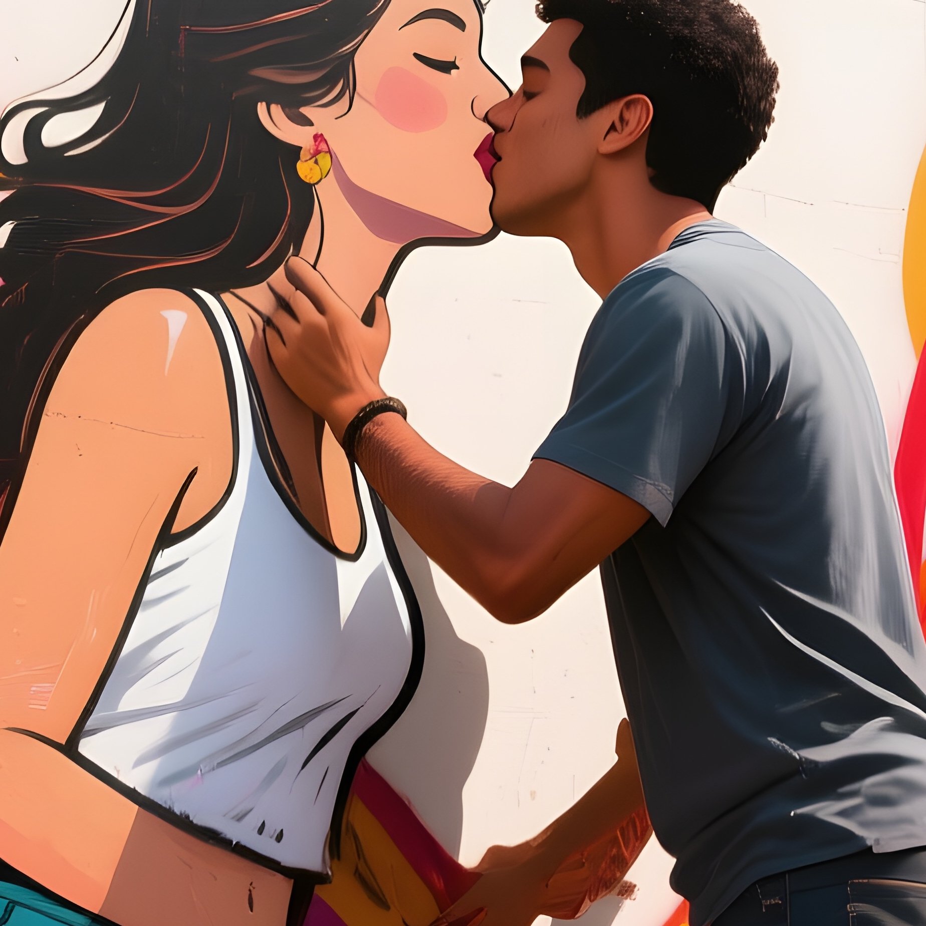 A Vibrant Street Art Festival In São Paulo, Massive Mural Of Intertwined Hearts Being Painted As A - Full Resolution Quality Preview