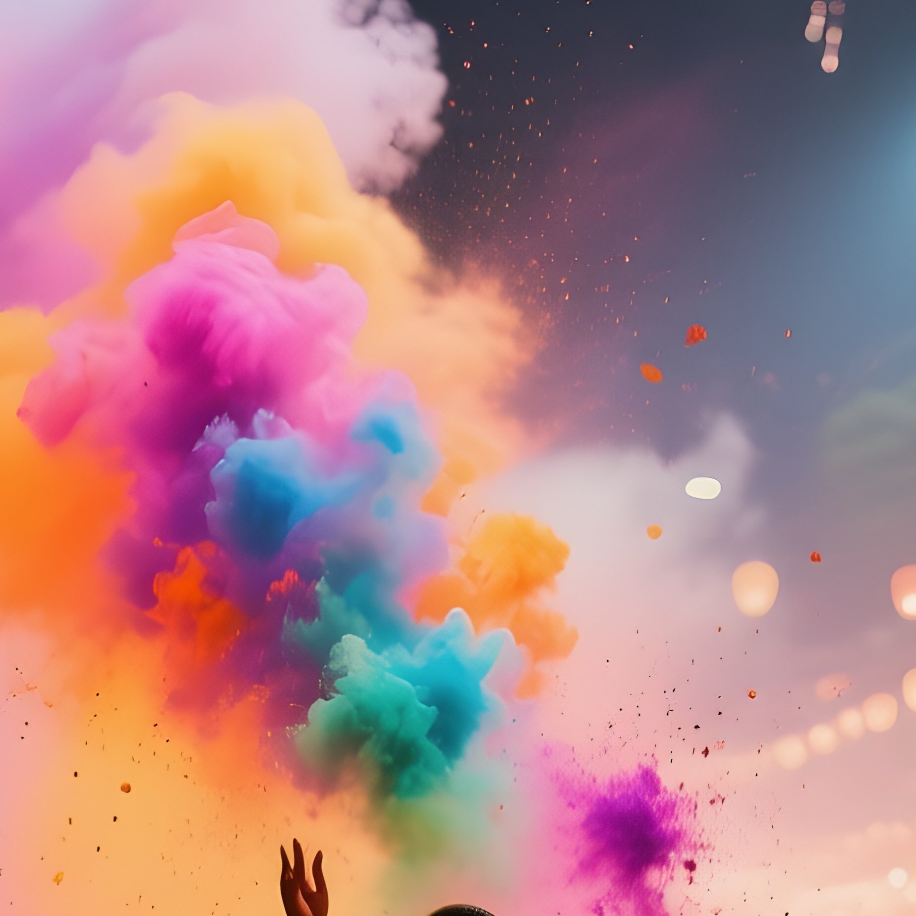 A Vibrant Street Parade During India'S Holi Festival, Clouds Of Colored Powder Filling The Air, - Full Resolution Quality Preview