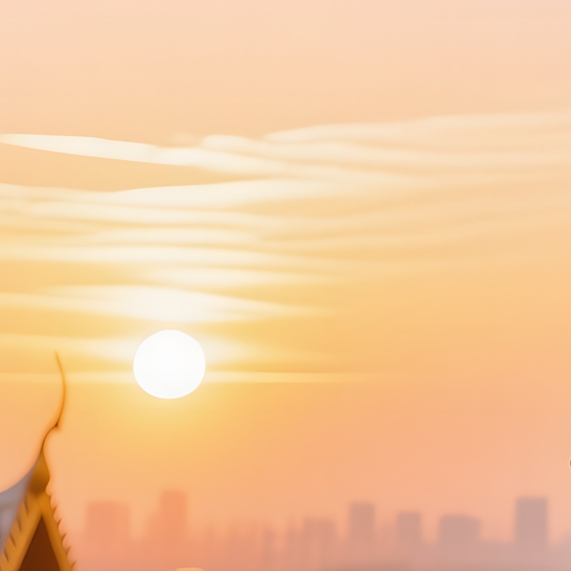 A Vibrant Sunrise Over A Thai Temple Rooftop, Golden Spires Catching First Rays, Monks In Saffron - Full Resolution Quality Preview