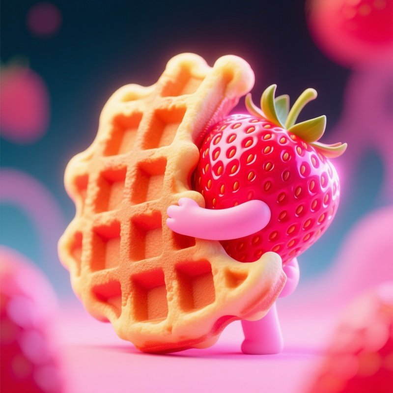 A Waffle Hugging A Strawberry 2