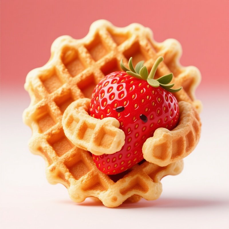A Waffle Hugging A Strawberry