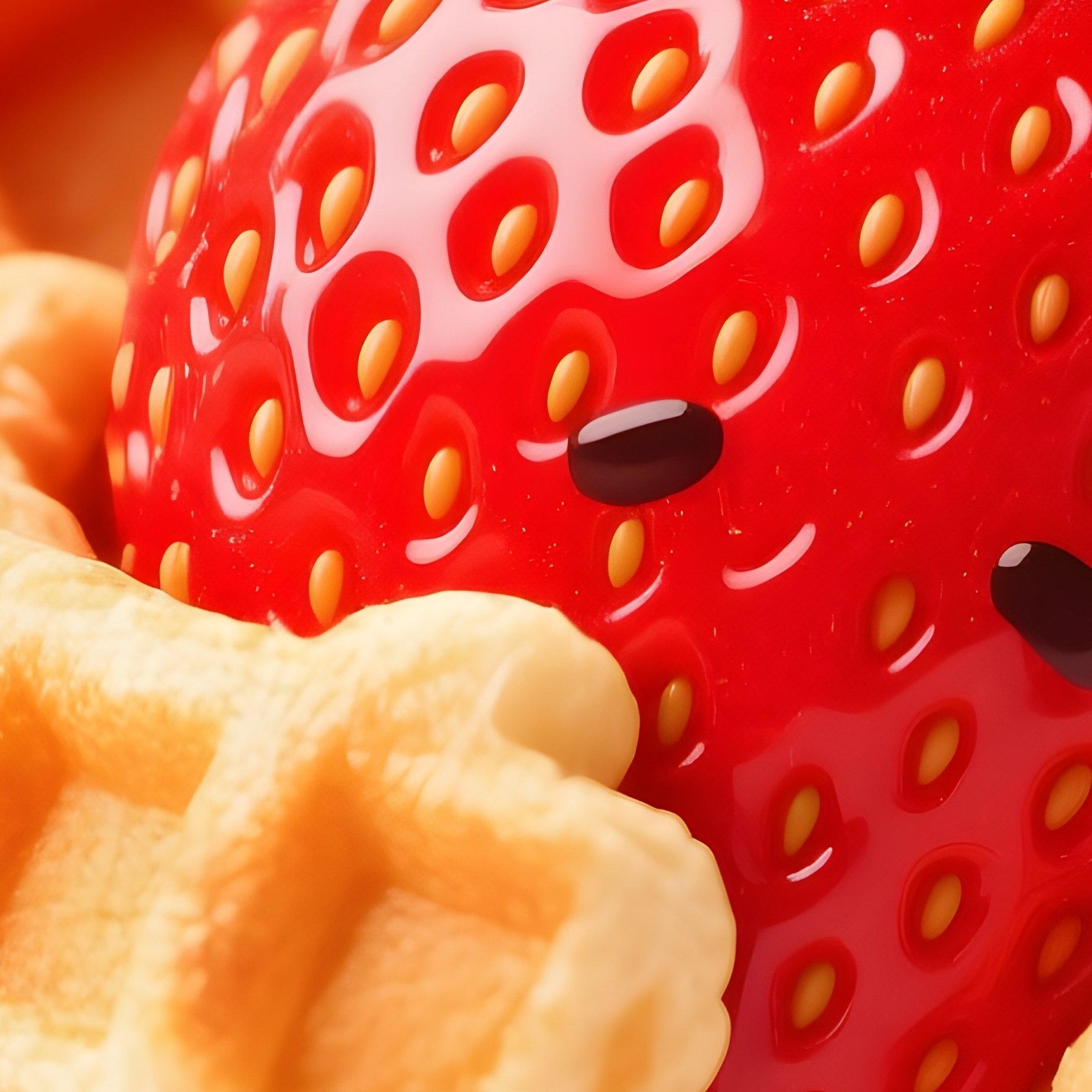 A Waffle Hugging A Strawberry - Full Resolution Quality Preview