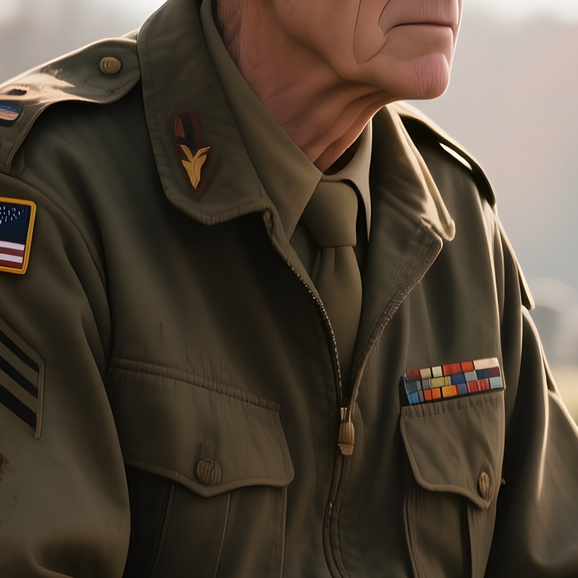A War Veteran In A Faded Army Cap Sits On A Wooden Bench At A Quiet Cemetery, Autumn Leaves - Full Resolution Quality Preview