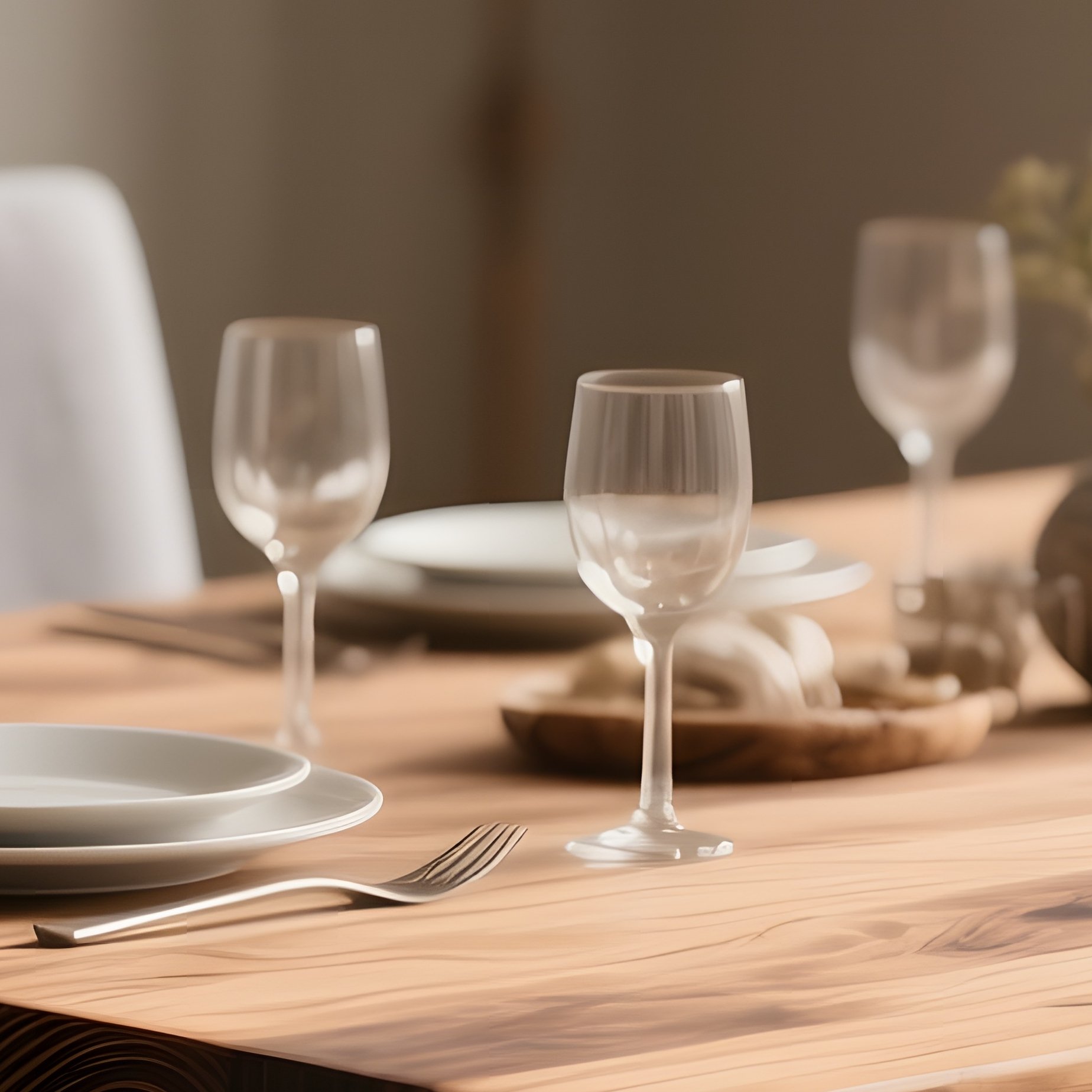 A Warm Dining Room Scene Highlighting A Handcrafted Table With Visible Wood Grain And Upholstered Chairs In Soft Grey - Full Resolution Quality Preview