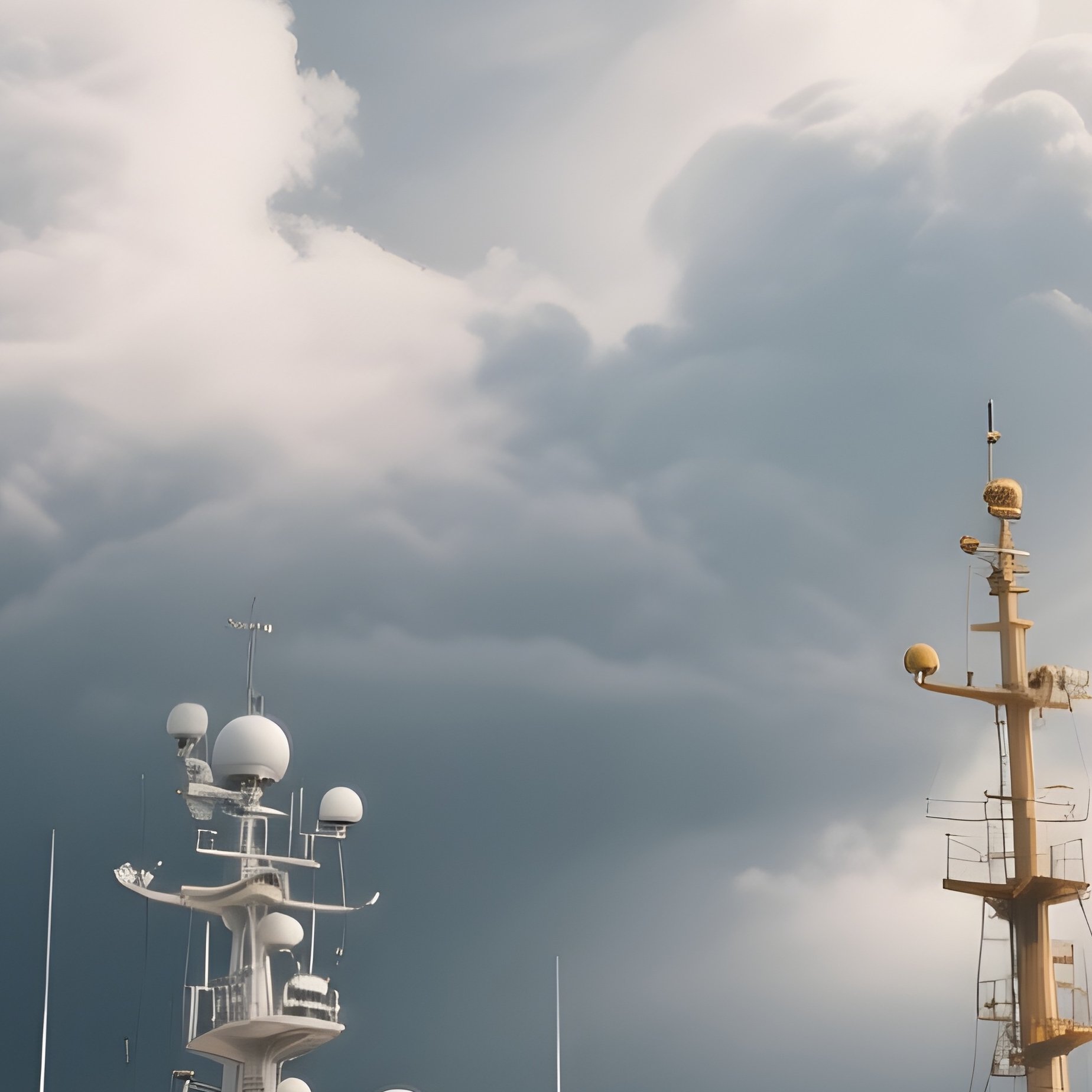 A Weather Monitoring Vessel Drifting Beneath Towering Clouds - Full Resolution Quality Preview
