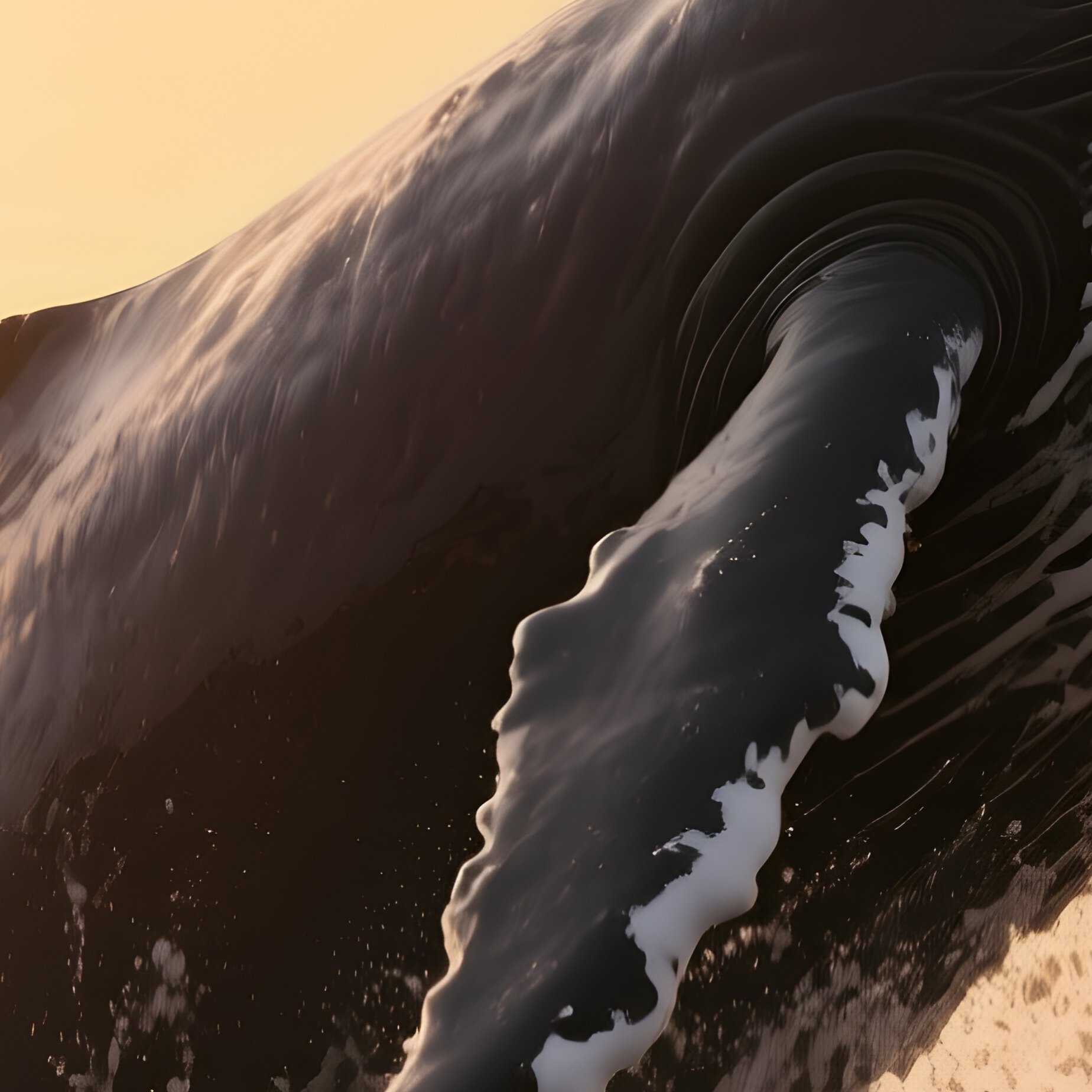 A Whale Breaching In Golden Sunrise Fog. - Full Resolution Quality Preview