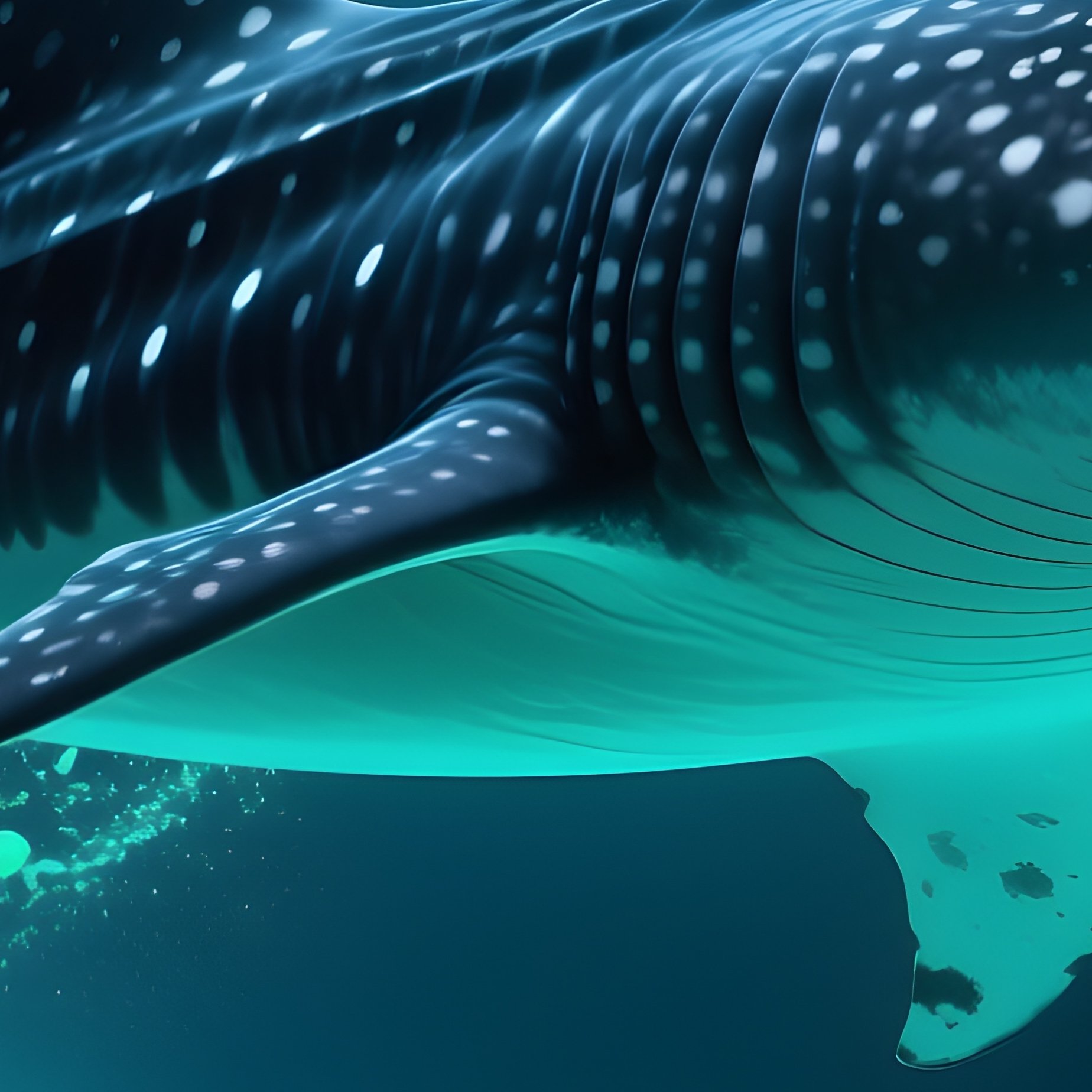A Whale Shark Swimming Through Glowing Plankton In Bioluminescent Surf. - Full Resolution Quality Preview