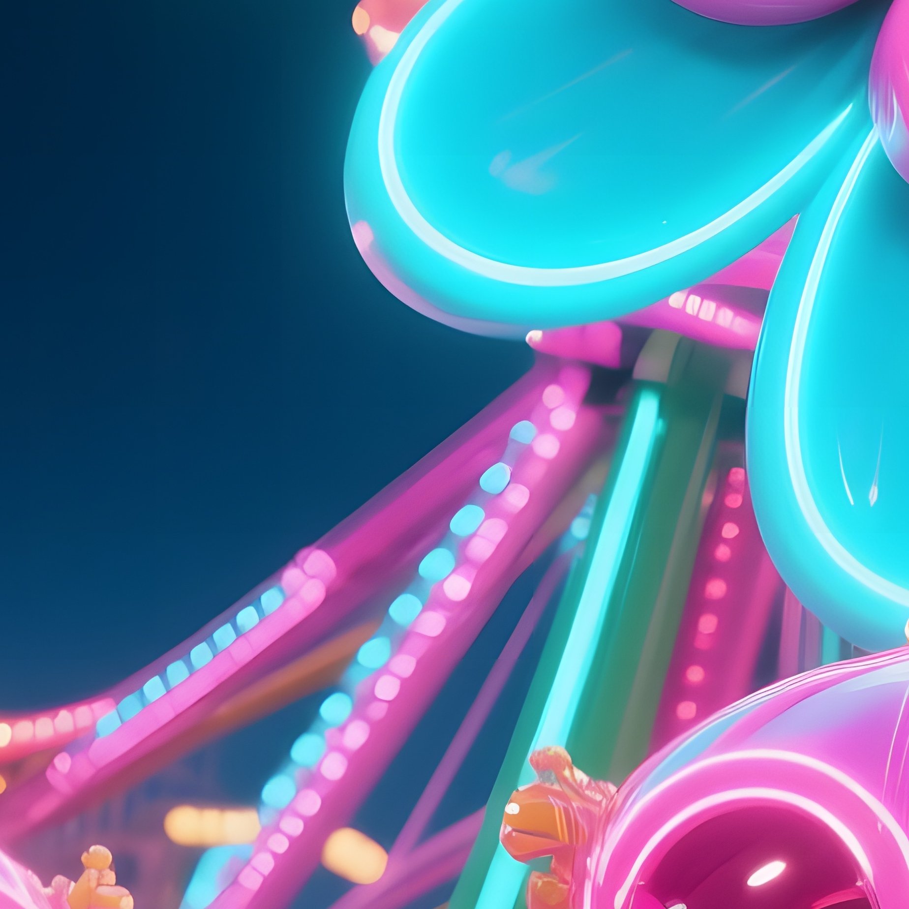 A Whimsical Amusement Park Ride Where Carriages Are Shaped Like Oversized Pop‑Art Daisies In - Full Resolution Quality Preview
