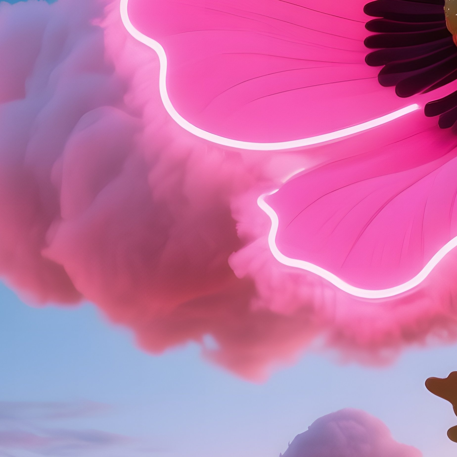 A Whimsical Carnival Scene Where Cotton Candy Clouds Are Replaced By Giant Pop‑Art Poppies In Neon - Full Resolution Quality Preview