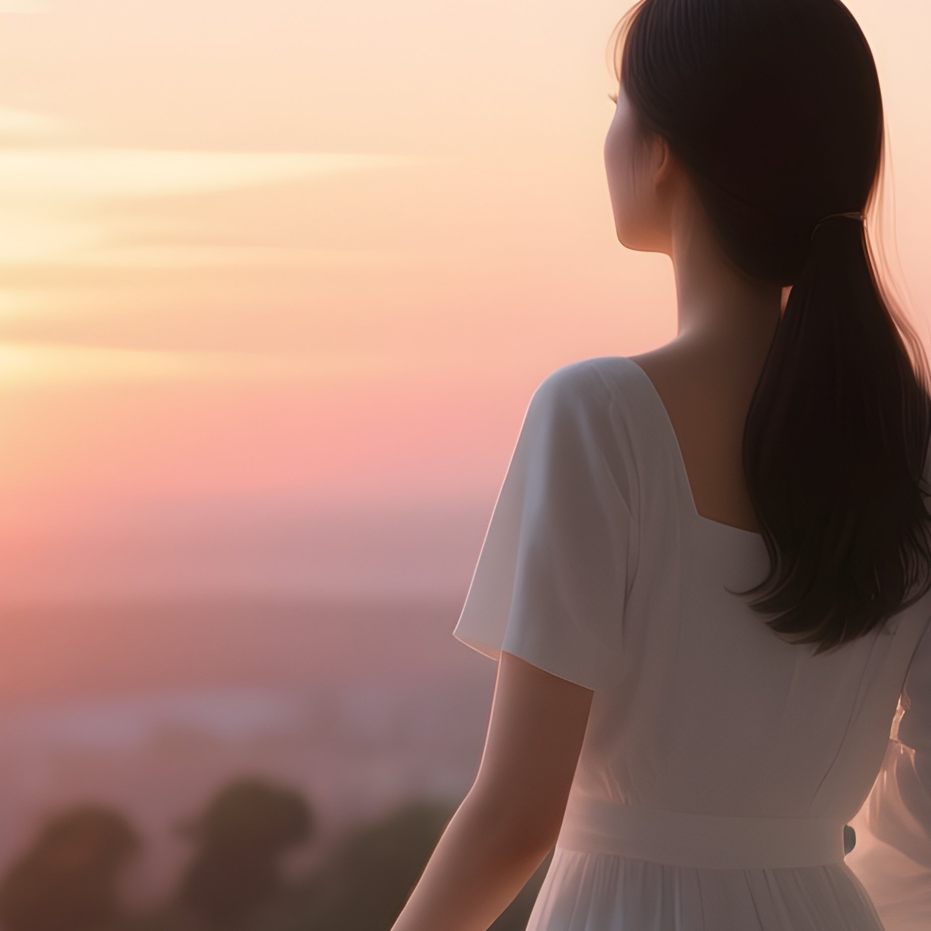 A White Couple Watching The Sunset From A Balcony. - Full Resolution Quality Preview