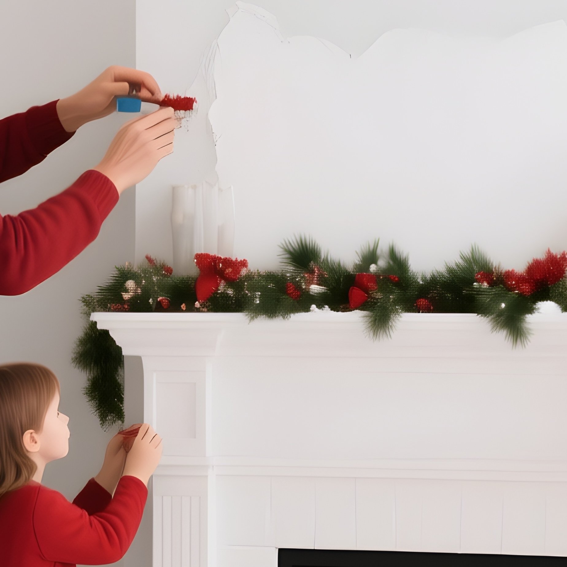 A White Family Decorating Their Home For The Holidays. - Full Resolution Quality Preview