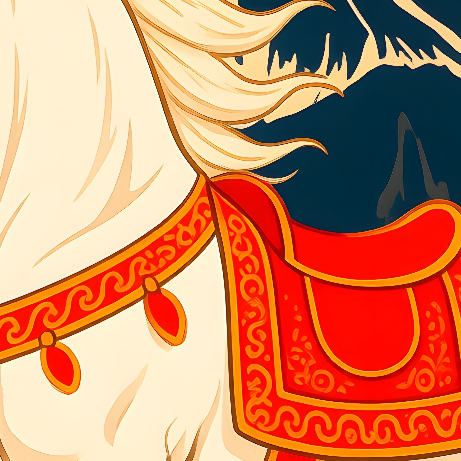 A White Horse Running In Front Of Mount Fuji Japanese Art Horse - Full Resolution Quality Preview