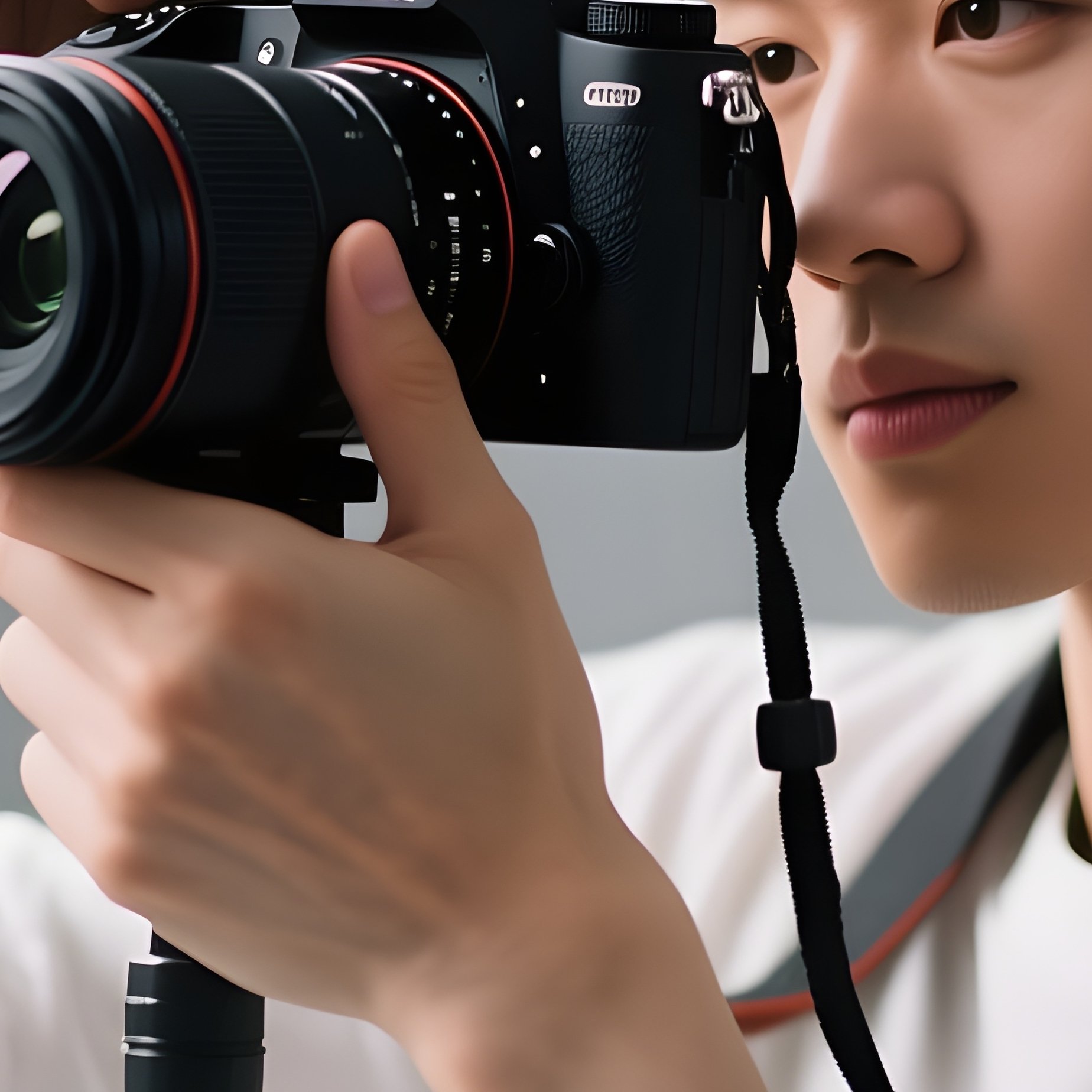 A White Photographer Adjusting Camera Settings During A Photoshoot. - Full Resolution Quality Preview