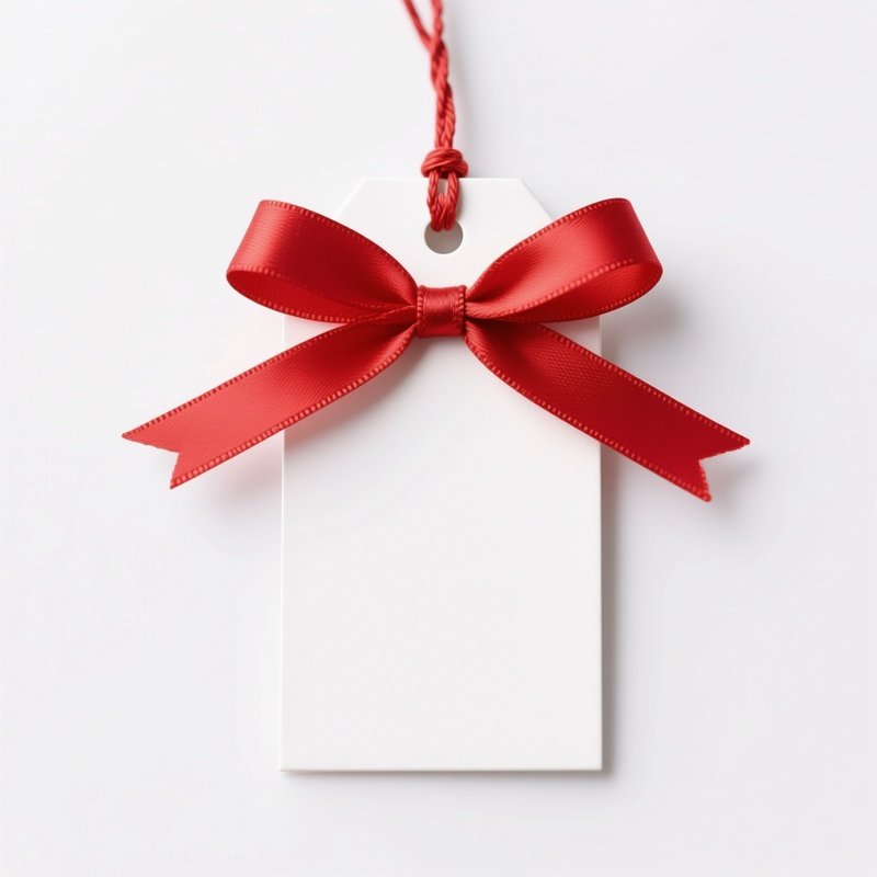 A White Tag With A Red Ribbon Tag Ribbon