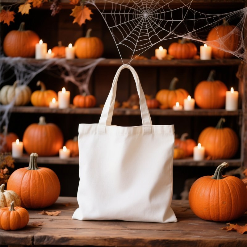 A White Tote Bag Autumn Halloween