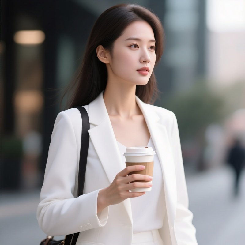 A White Woman Holding A Reusable Coffee Cup On The Go.