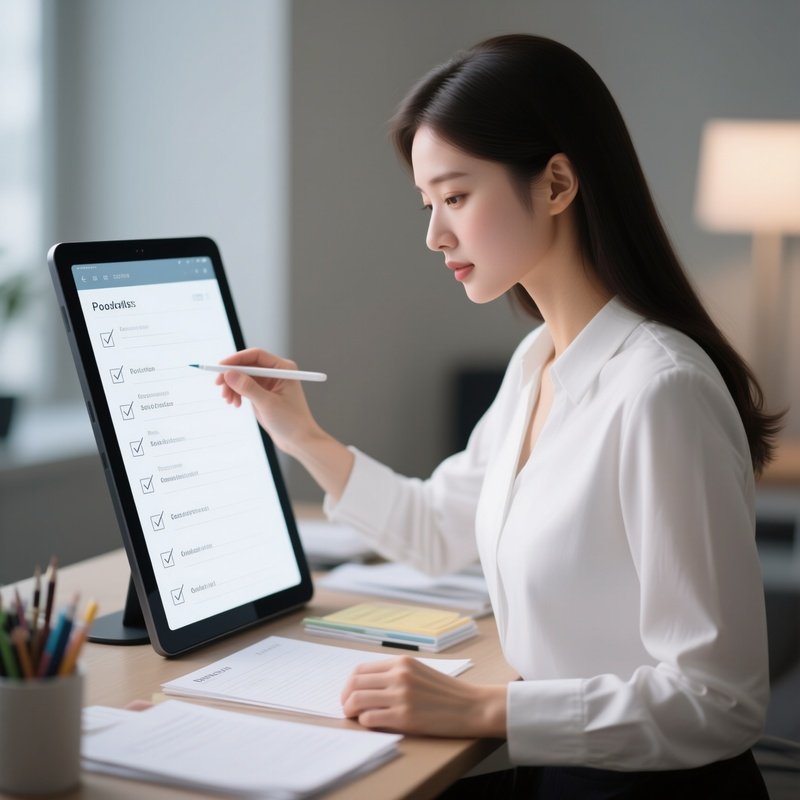 A White Woman Organizing Tasks On A Digital To Do List.