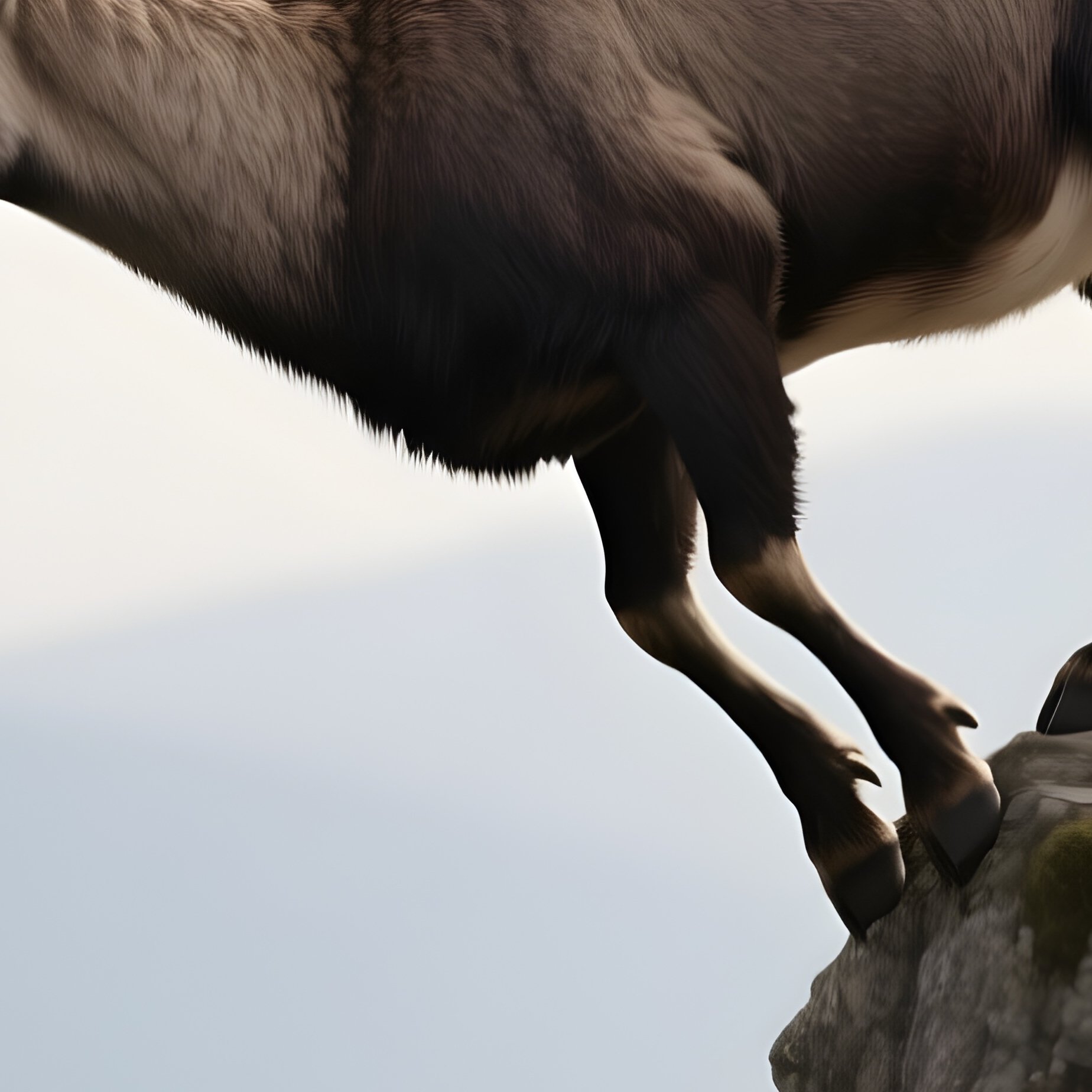 A Wild Ibex Balancing On An Impossibly Narrow Cliff Ledge. - Full Resolution Quality Preview