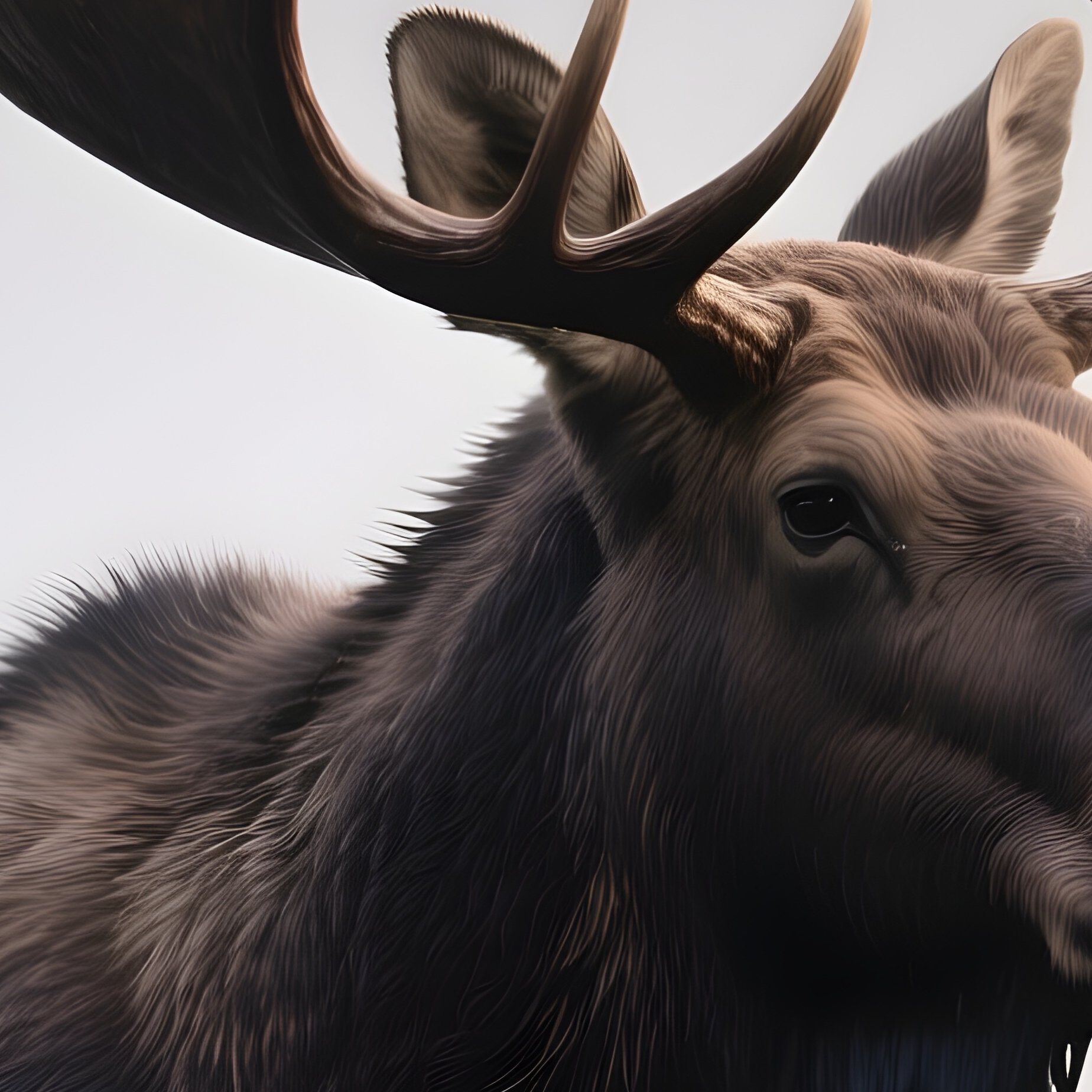 A Wild Moose Swimming Through Foggy Early Morning Waters. - Full Resolution Quality Preview