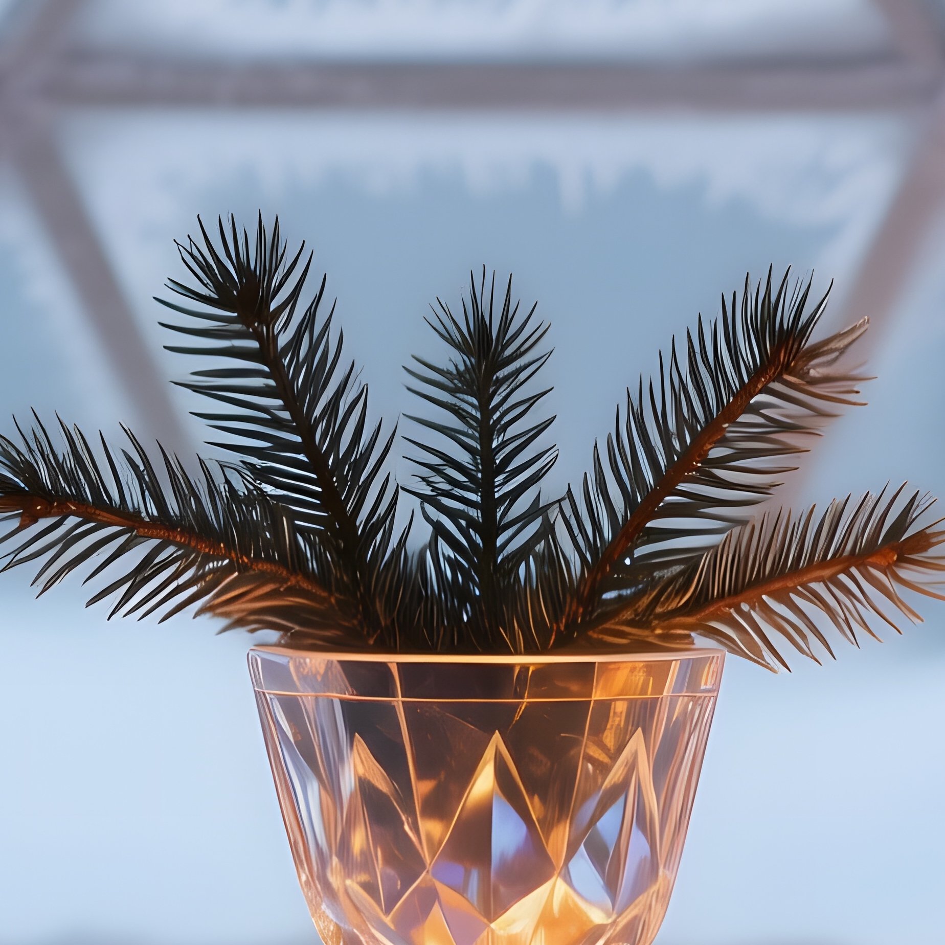 A Winter Solstice Altar Inside A Glass Igloo, Frost Patterns On Panes, A Crystal Chalice Filled - Full Resolution Quality Preview